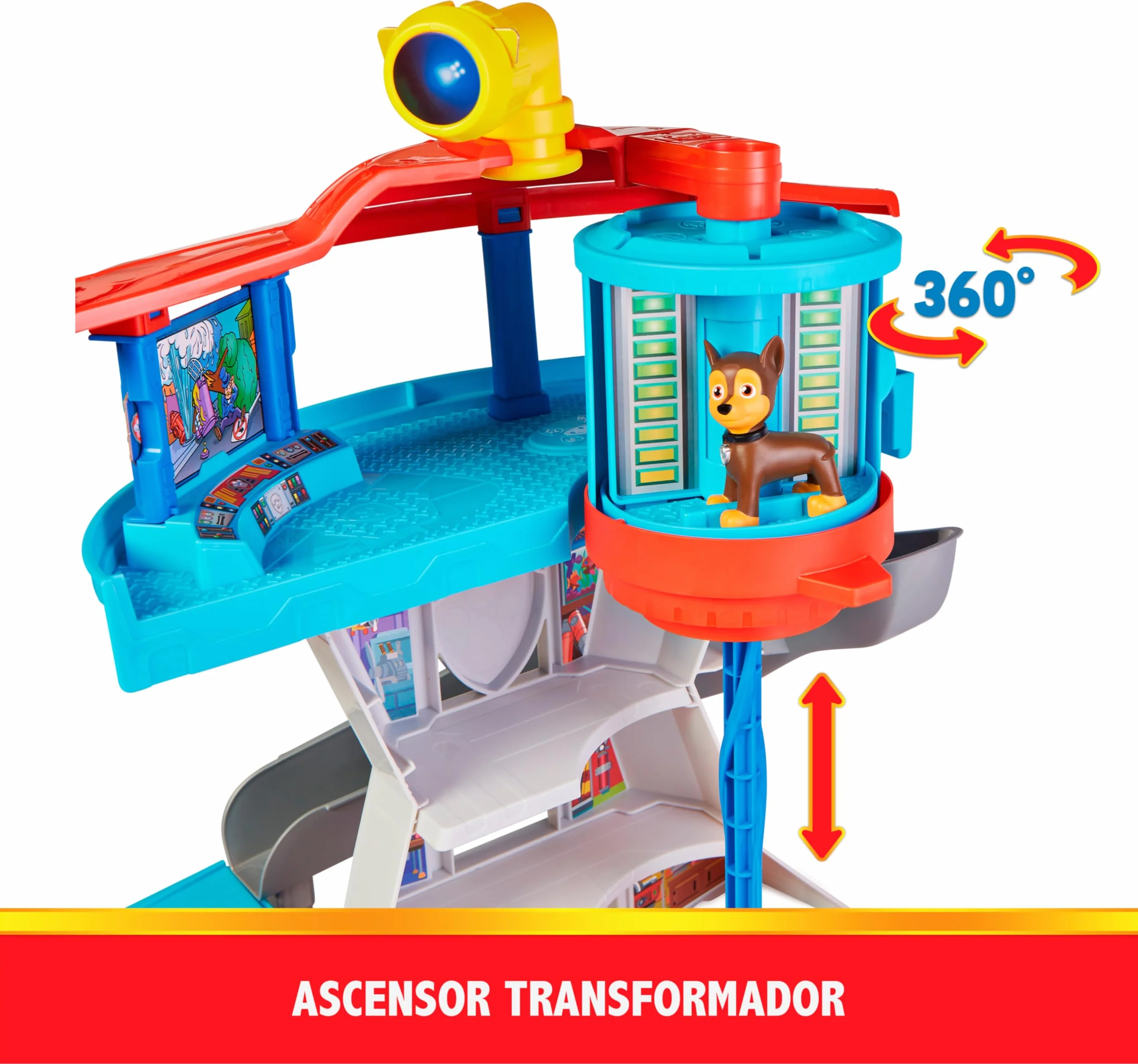 Paw Patrol Patrulla Canina Centro de Mando con Lanzador de Coches, 1 Coche Policía, 2 Figuras Chase, Juguetes Niños 3 Años+