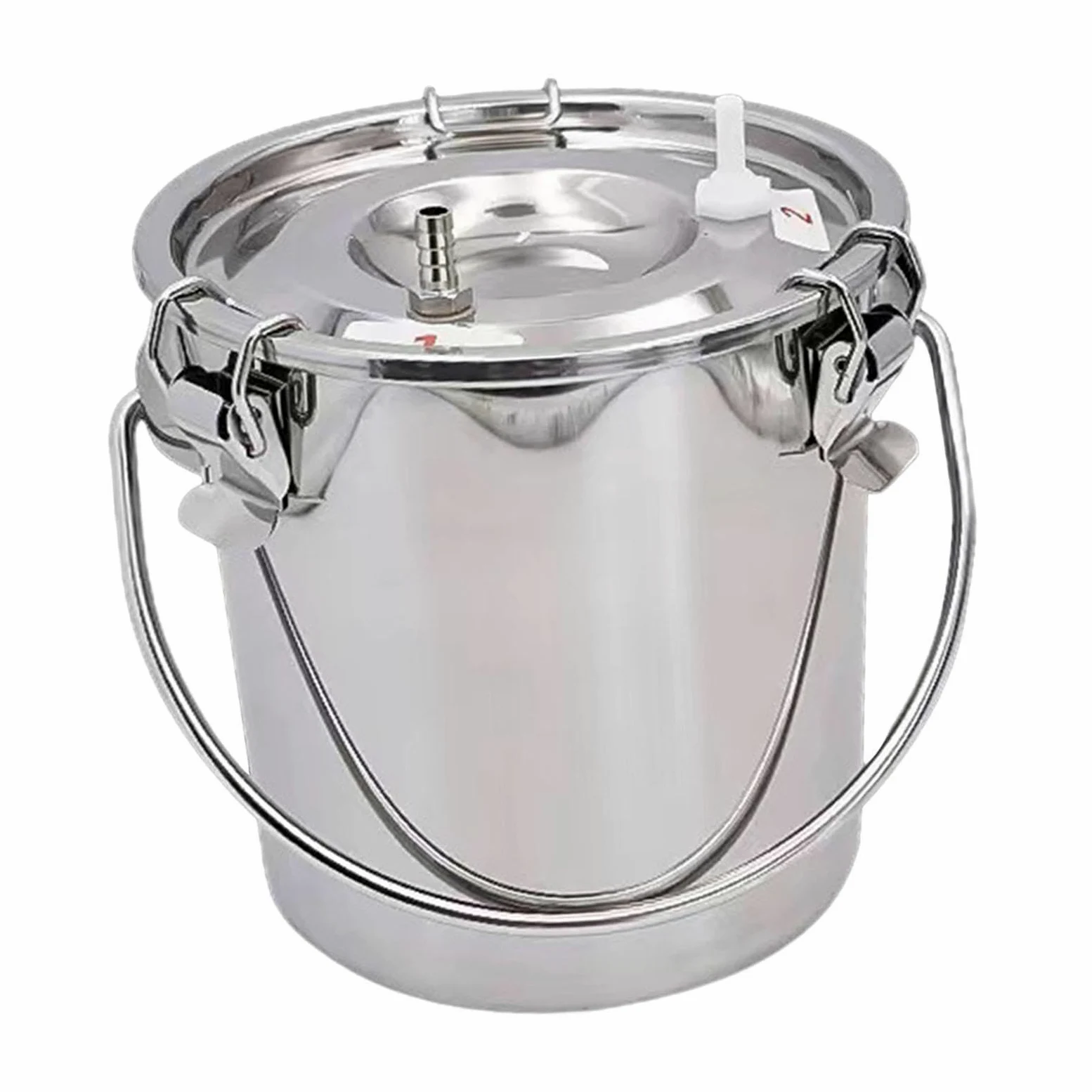 Juego de 2 cubos de ordeñadora para ordeñadora, para vaca, oveja, caballo, 3 L, plateado