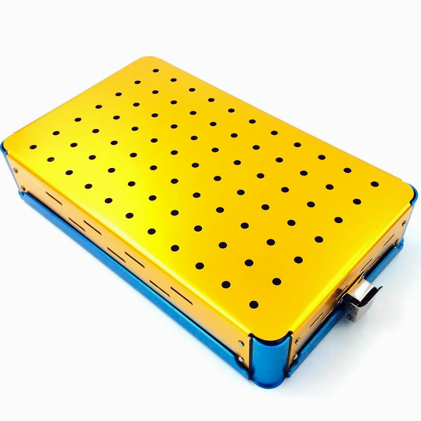 Caja de esterilización de instrumentos quirúrgicos médicos, bandeja de cesta ultrasónica de desinfección de aluminio con estera de silicona