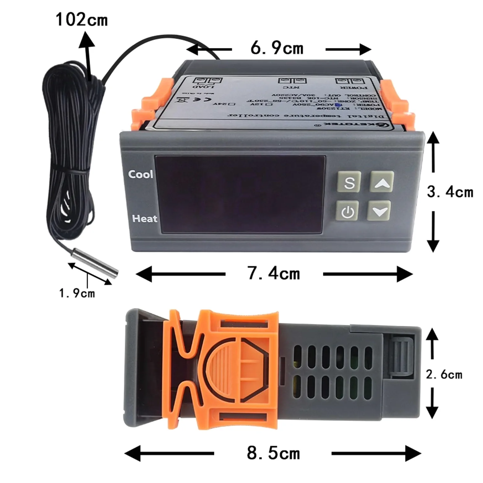 Termostato Digital de 30 A C/F, regulador Temperatura, termostato incubadora 110 V y 220, Pantalla LED, Sensor NTC retardo