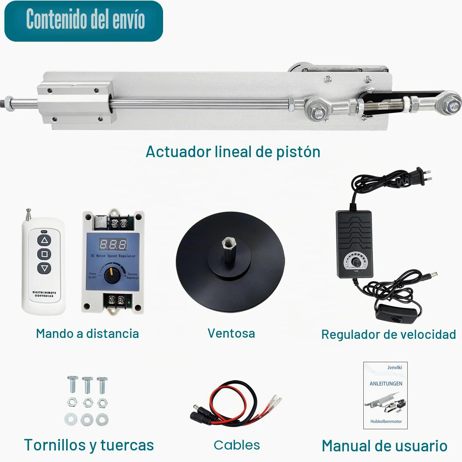 Motor de pistón lineal DIY 24 V 120 RPM Hub 30 mm-150 mm Motor telescópico ajustable con regulador de velocidad, ventosa y mando a distancia