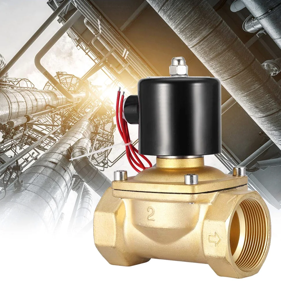 Válvula solenoide NC, 220VAC DN50 Latón Válvula solenoide eléctrica de tipo 2, 2 posiciones y 2 posiciones, normalmente cerrada Tipo de válvula solenoide sensible de efecto directo
