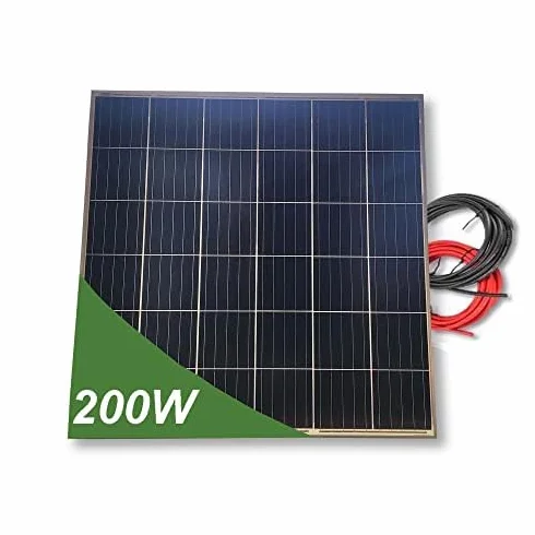 Panel solar monocristalino 200W 12V placa cuadrada con cable de 5 metros células PERC de alta eficiencia