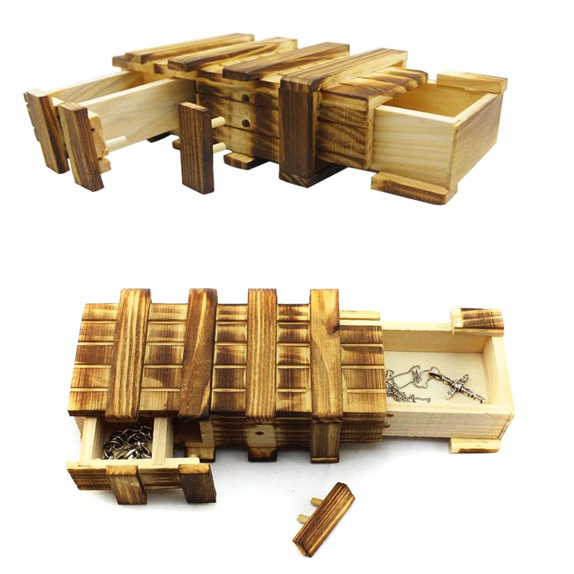 Caja Secreta de Madera Misteriosa para Rompecabezas, Caja Mágica de Madera para Niños y Adultos