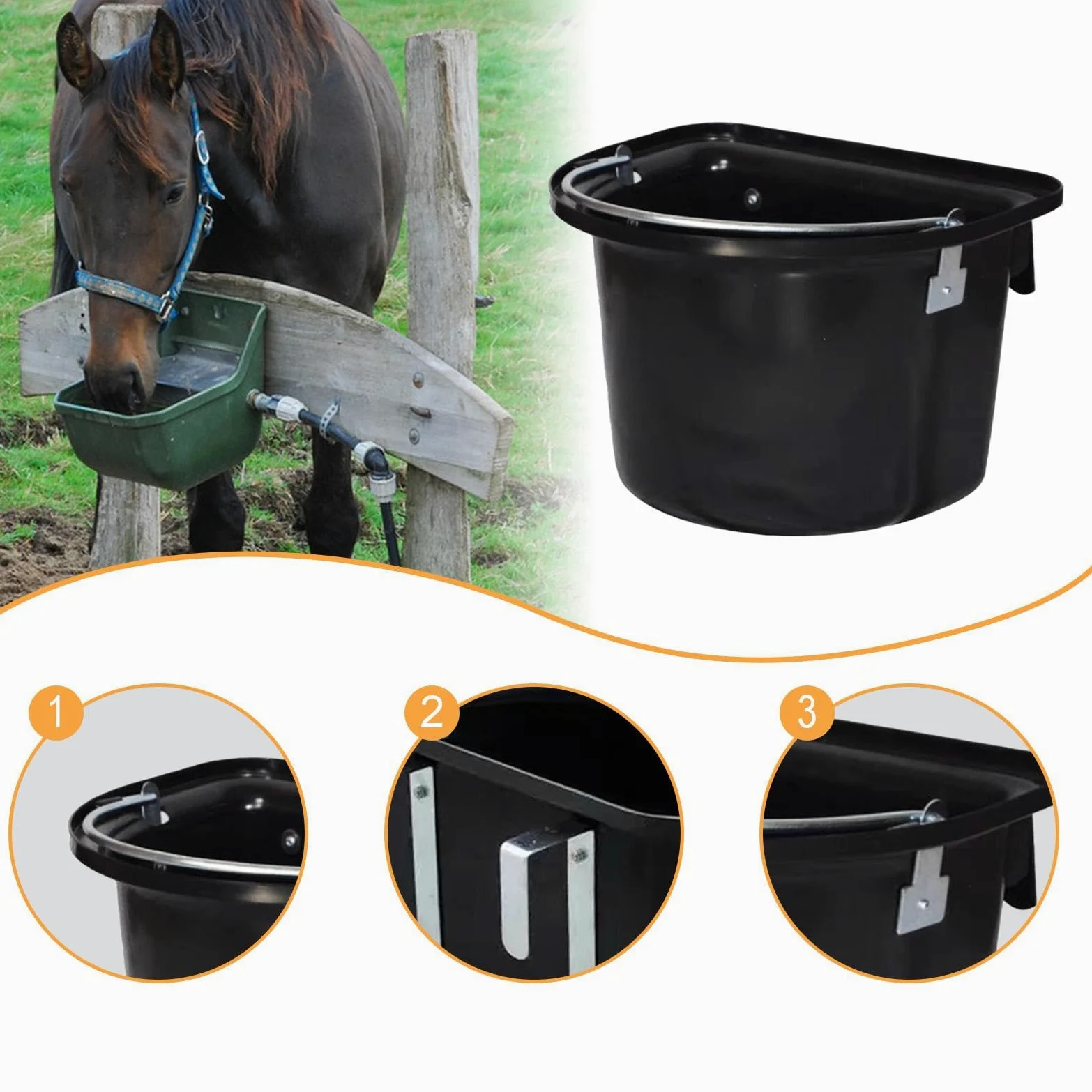 Cubo de Alimentación para Caballos, Dispensador de Agua Colgante, Contenedor de Alimentación para