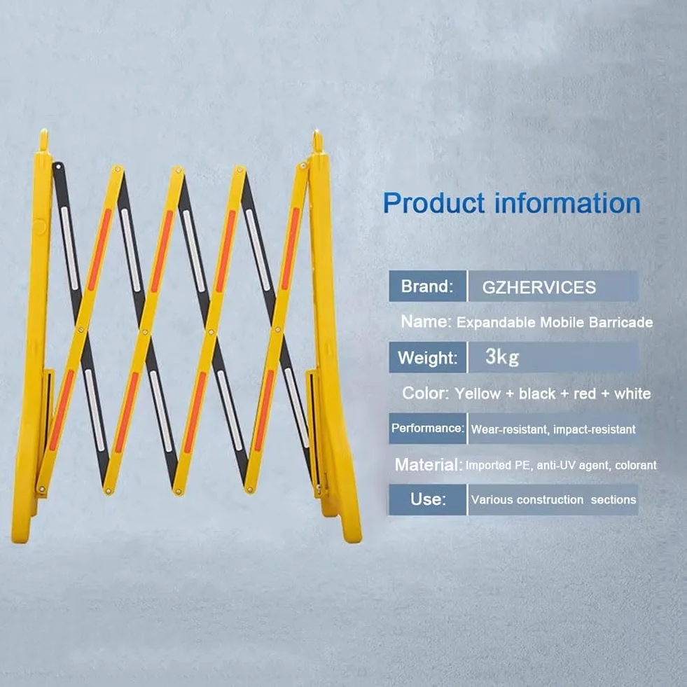 Valla Extensible Plastico, Rellenable Con Agua, Barricada Móvil Extensible, Barreras De Seguridad Comerciales, Valla De Tráfico Portátil, Para Construcción, Control De Tráfico Y Acceso Vehicular.(Amar