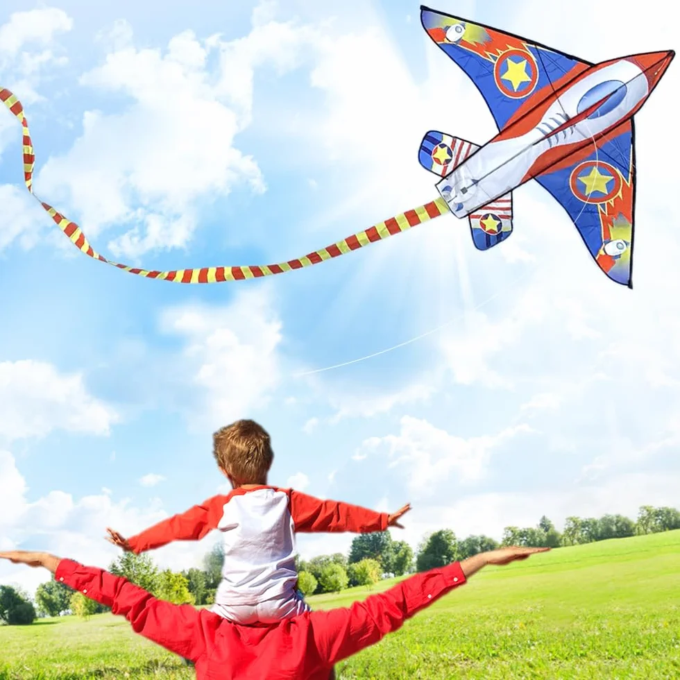 Cometa de avión para niños y adultos, regalo fácil de volar, incluye 100 m hilo
