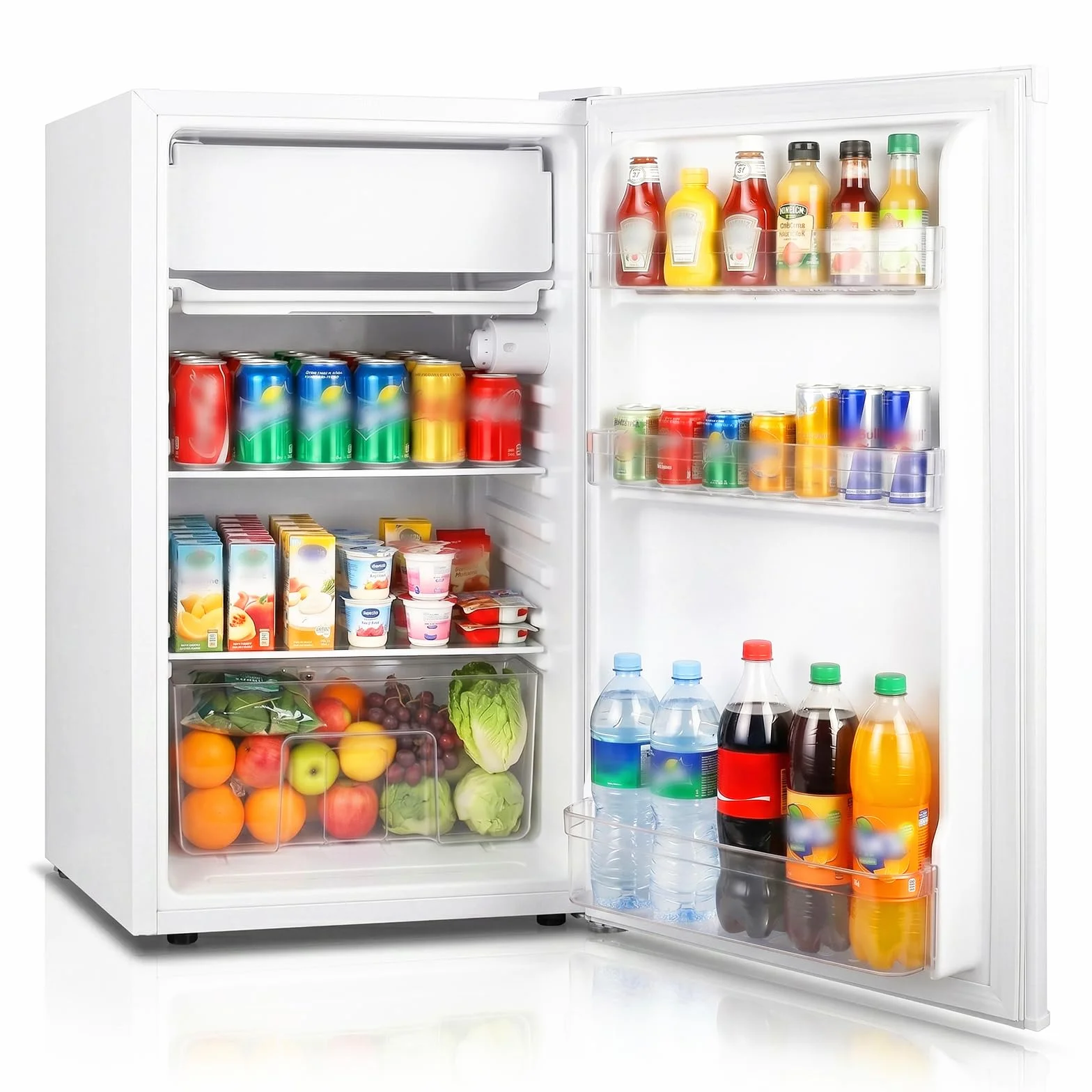 Mini Frigorífico 91L, Frigorífico pequeño una puerta, termostato ajustable, bajo ruido, blanco