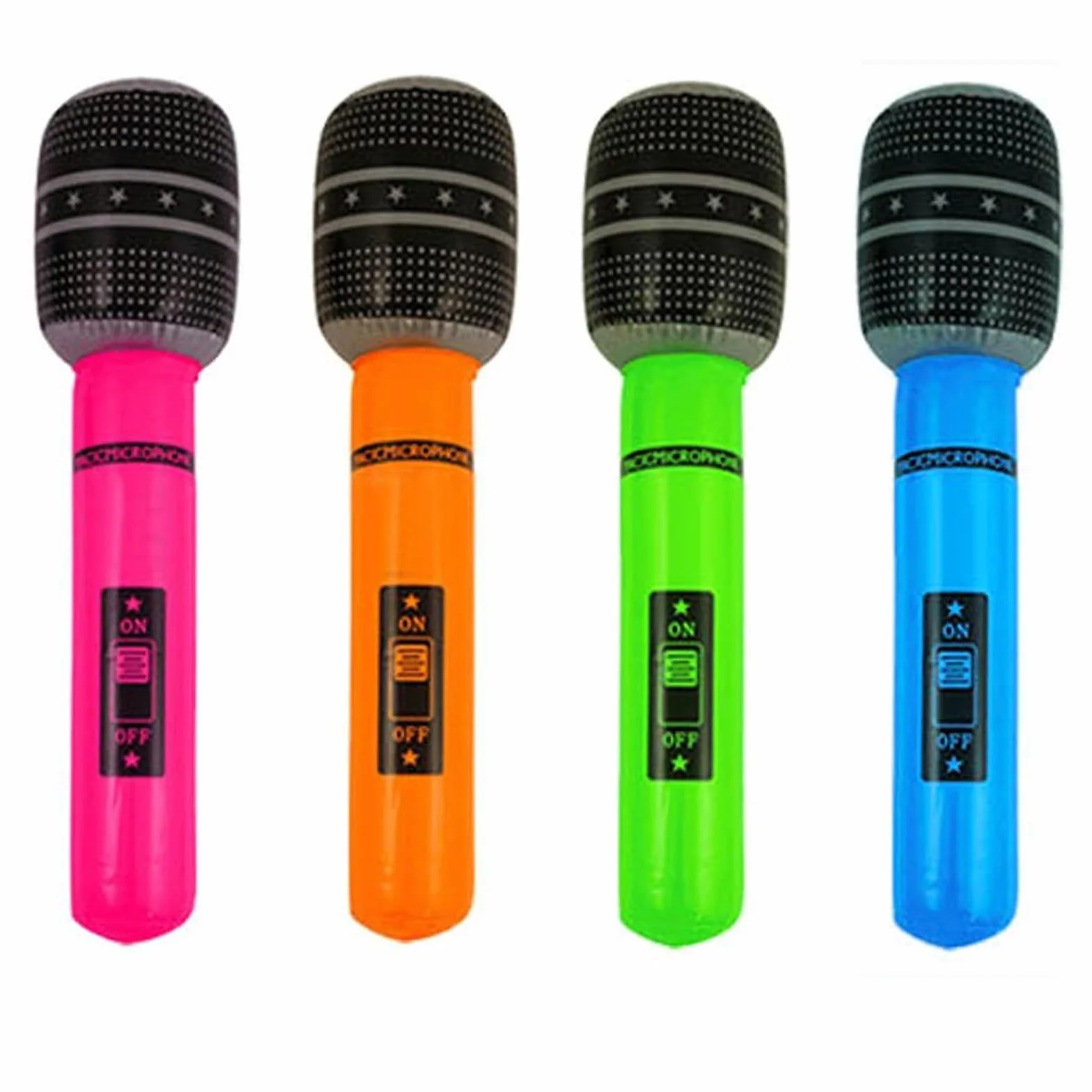 Micrófono Inflable, 4 Piezas Micrófonos Inflables Juego de Simulación Instrumentos Musicales Accesorios Fiesta