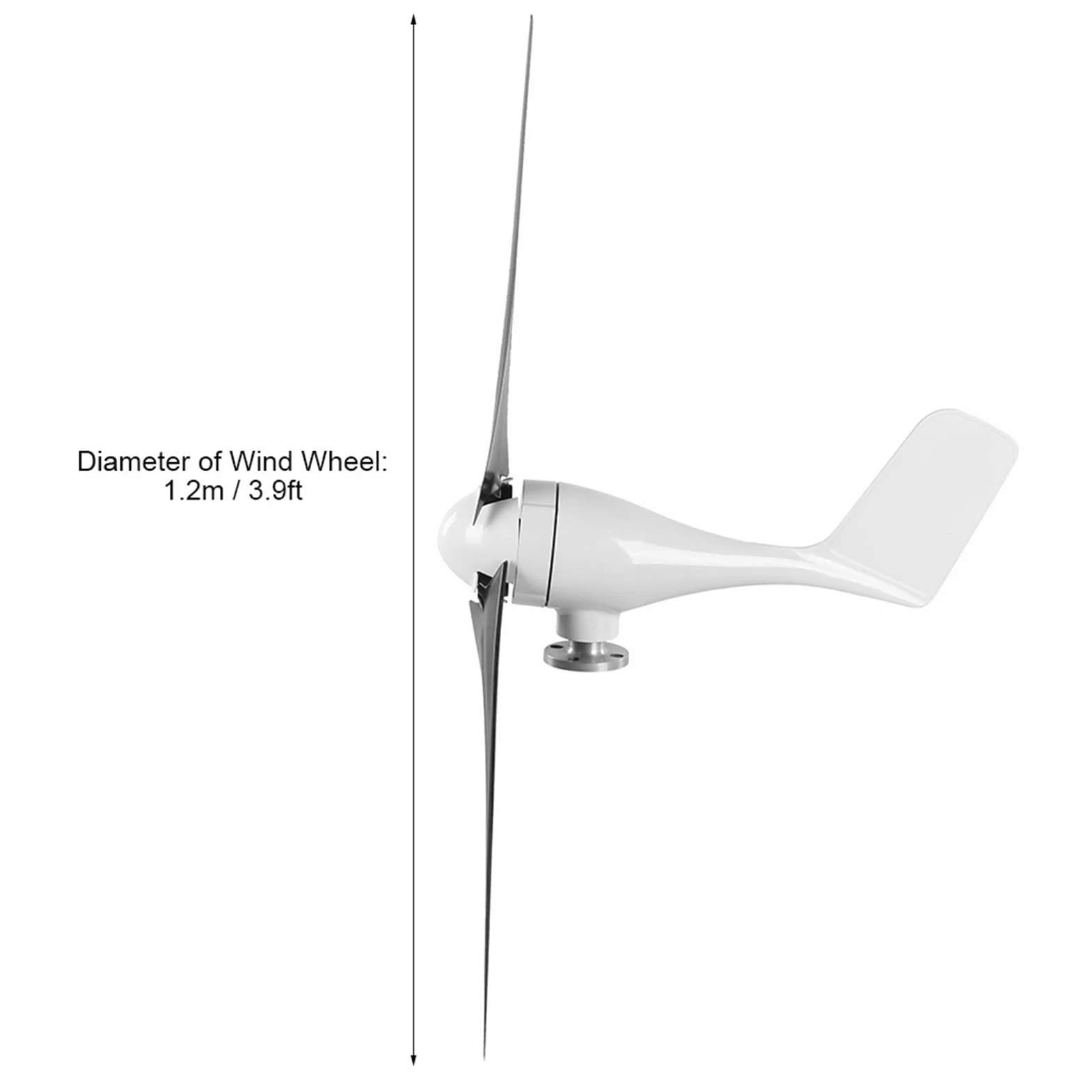 Generador de Turbina de Viento 1200W con 3 Palas y Controlador, Kit para Carga Marina Doméstica (Negro 24V)