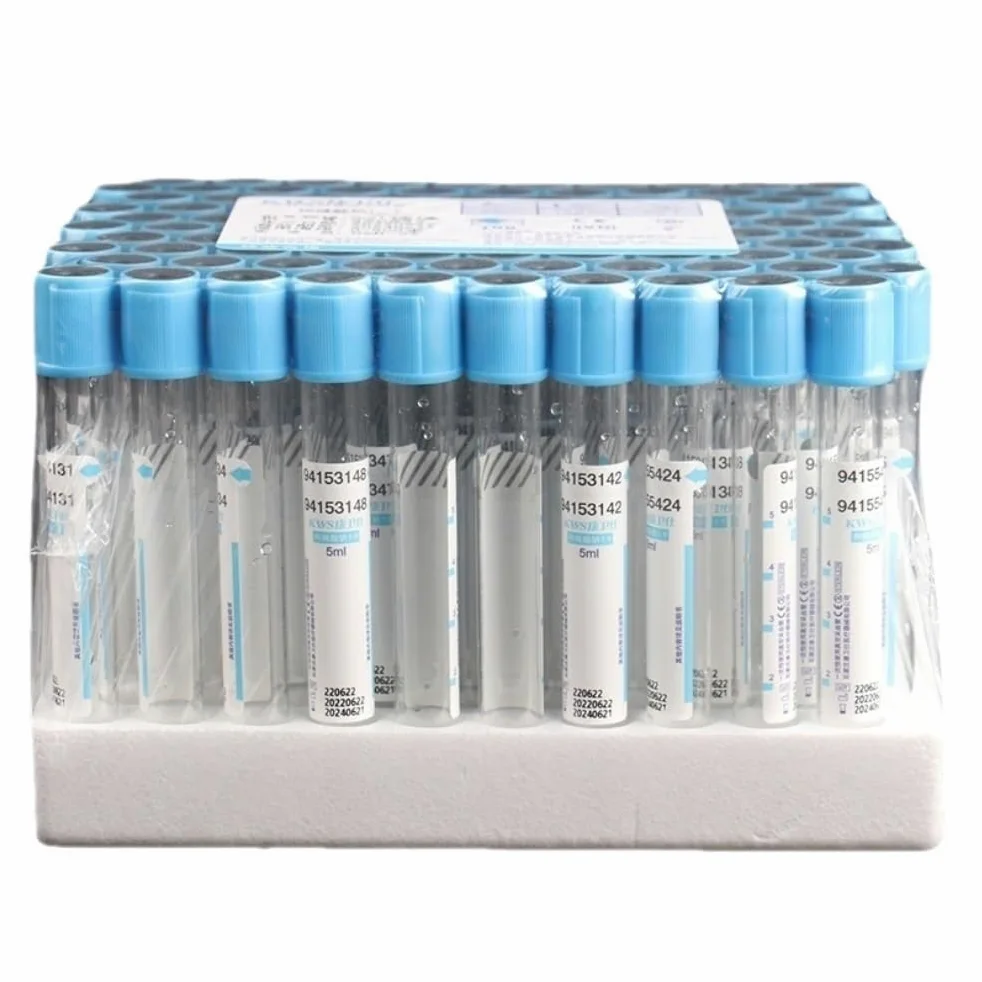 100pcs/pack Citrato De Sodio Tubo De Recogida De Sangre, Desechables De Presión Negativa Tubo De Vacío Con Tapa Azul, Citrato De Sodio 1:9, Tubo Vidrio/Tubo Plástico Opcional, Para Laboratorio