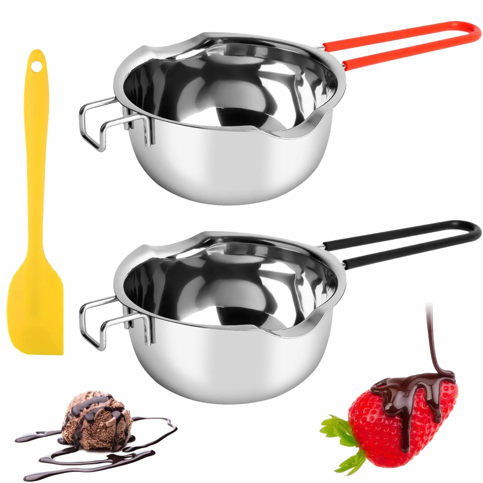 Crisol de Chocolate INOX 600ml para Derretir, Mango Antiquemaduras