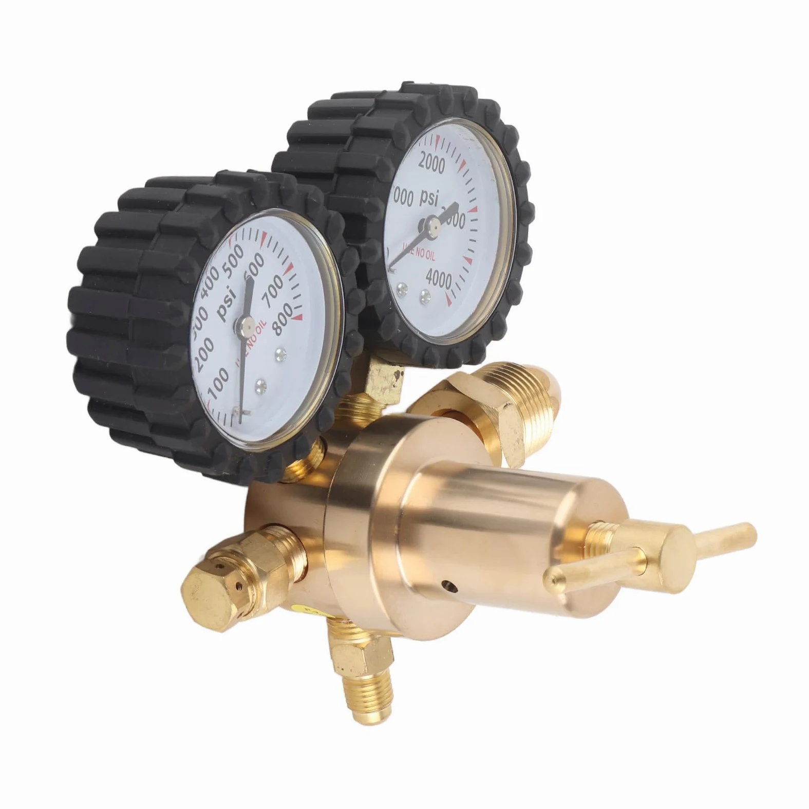 Cocoarm Regulador de Nitrógeno Regulador de Gas de Doble Calibre de Latón de 0 a 800 PSI con en T Medidores de Fácil Lectura para Limpieza del HVAC Pruebas de Presión y Control de Cilindros (Estados