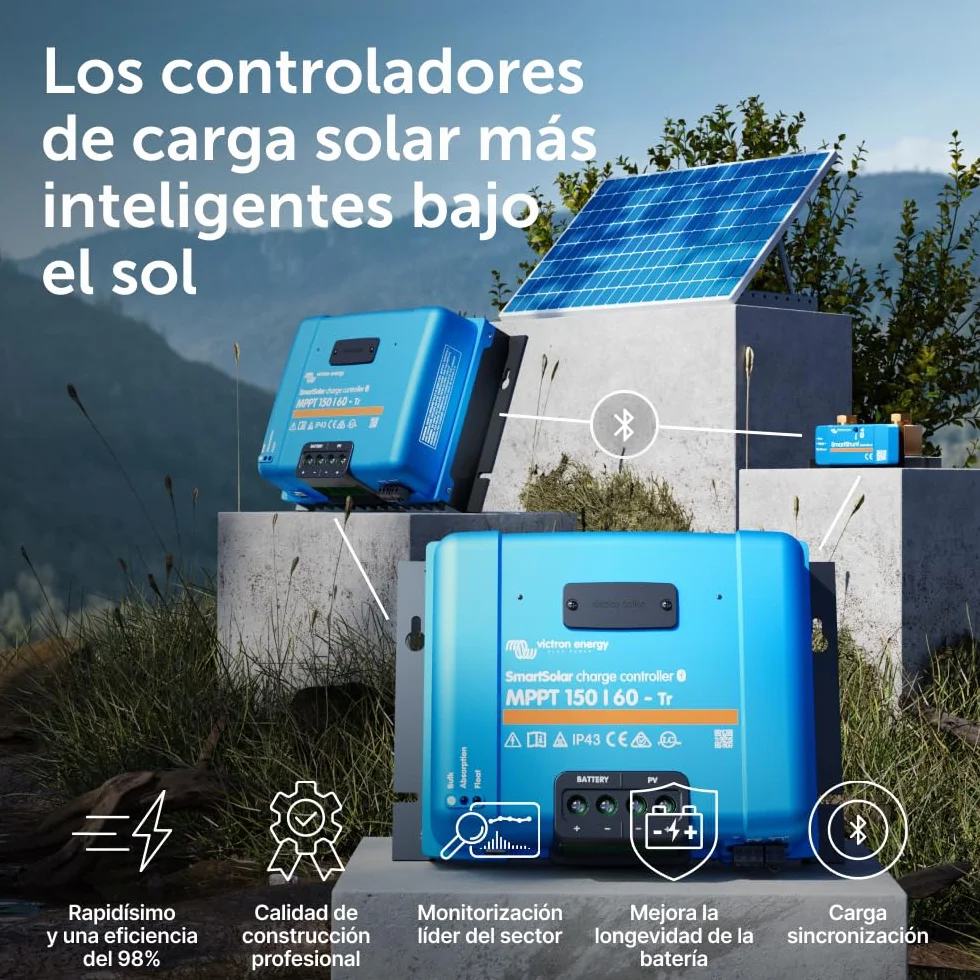 Victron Energy SmartSolar MPPT TR 150V 60 amperios 12/24/36/48-Voltios Controlador de Carga Solar (Bluetooth)