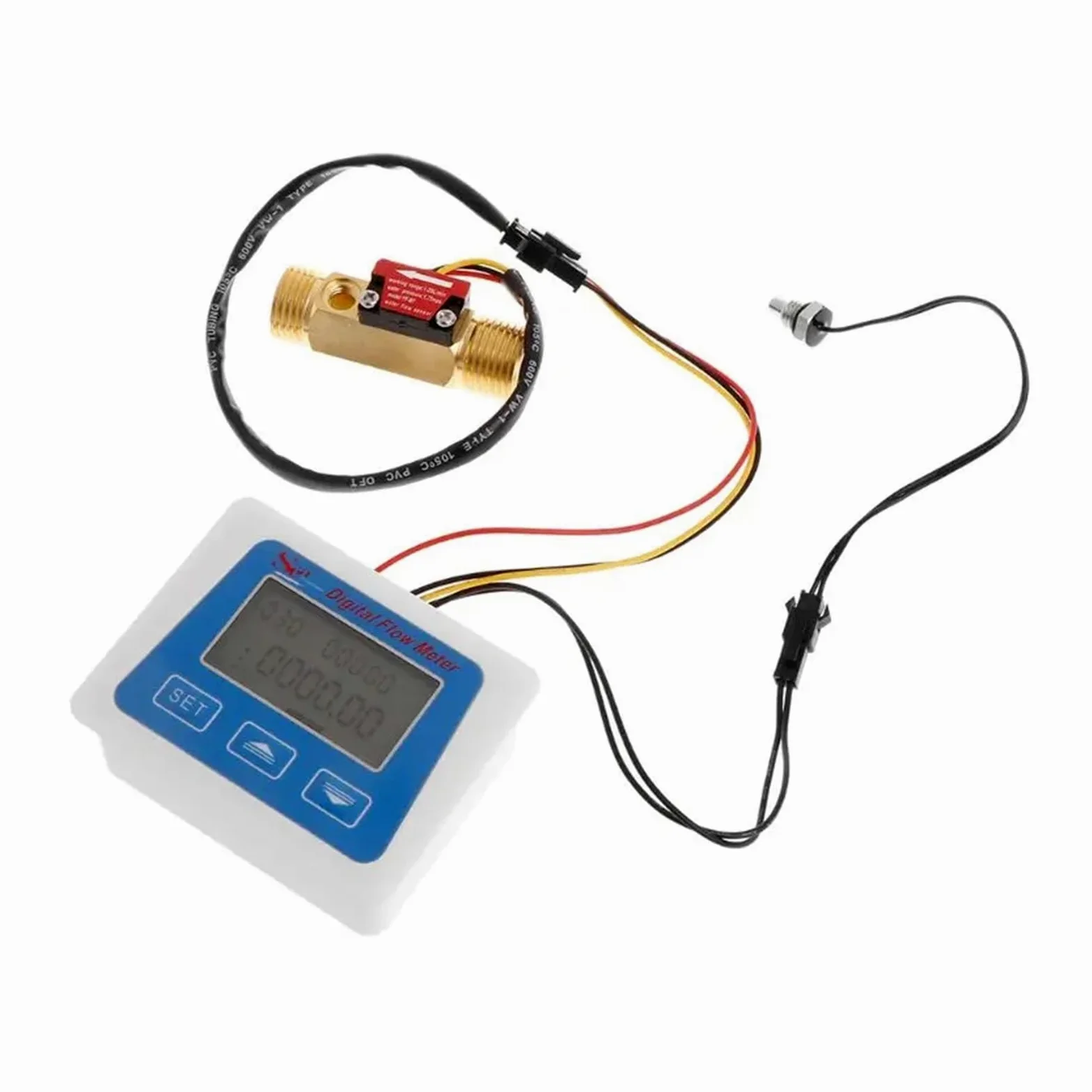 Medidor de flujo digital agua Registro tiempo temperatura con sensor G1/2