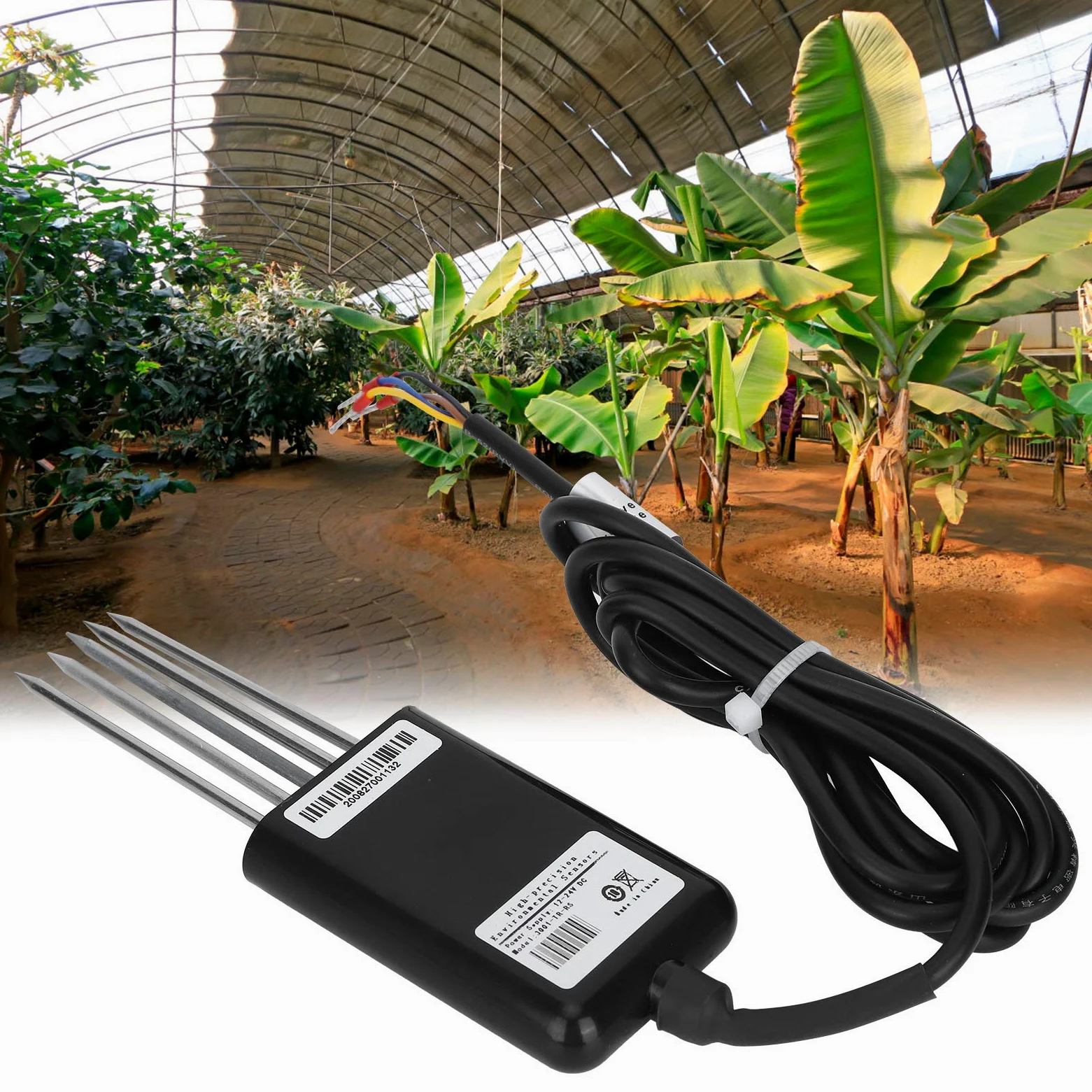 Multiparámetro RS485 5 Pines PH NPK Temperatura y Humedad Sensor EC Probador de Conductividad para Cultivo de Plantas Invernadero Plástico como Se Muestra 1 Pieza