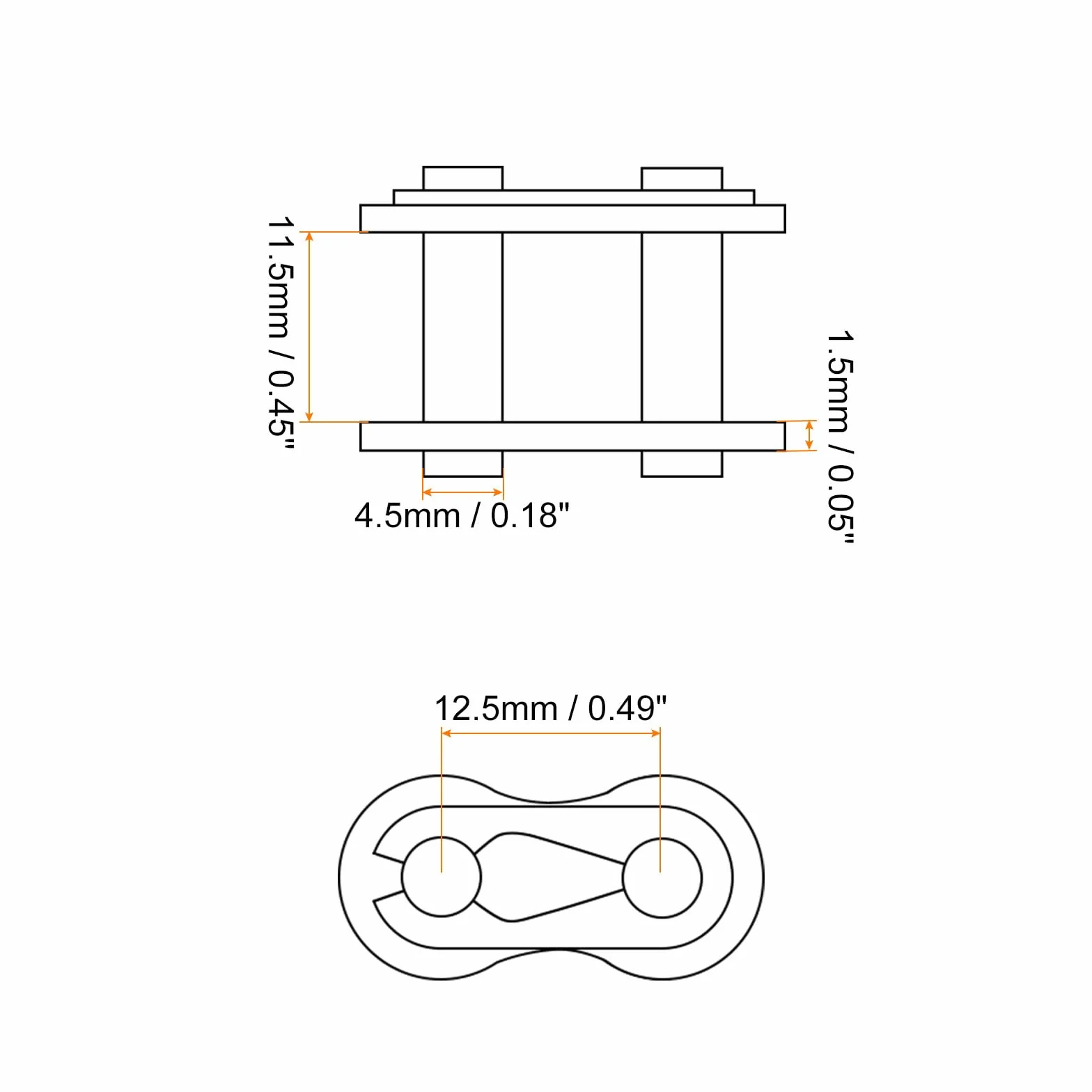4 Piezas Conector Maestro Cadena Rodillo #41 DIN/ISO 085 Paso 1/2" Acero Inoxidable Eslabones Divisibles