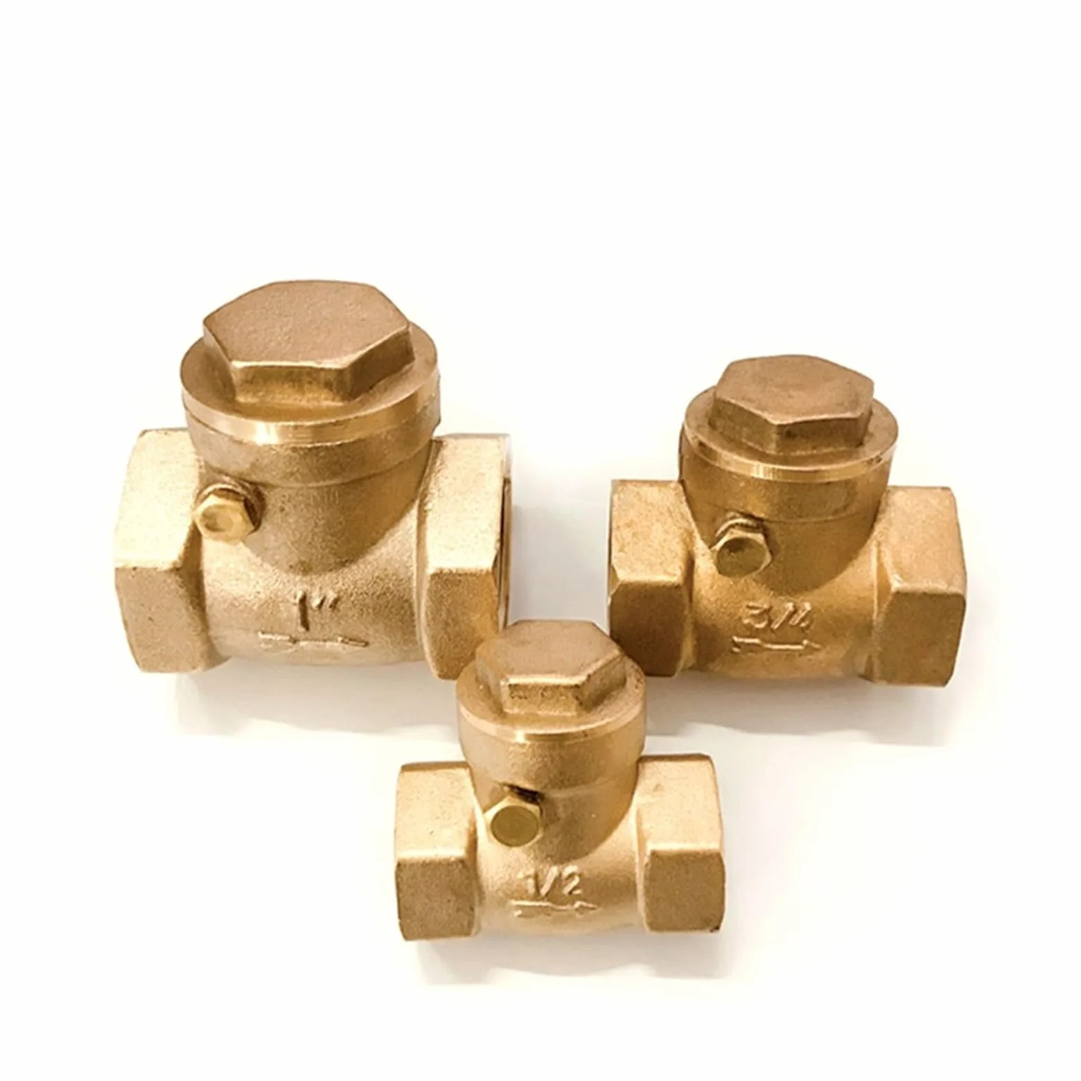 Válvula antirretorno con boca de alambre de latón horizontal de 1/2 3/4 1 2 pulgadas, válvula de retención con rosca hembra de cobre completo, 1 unidad(1-1/2")