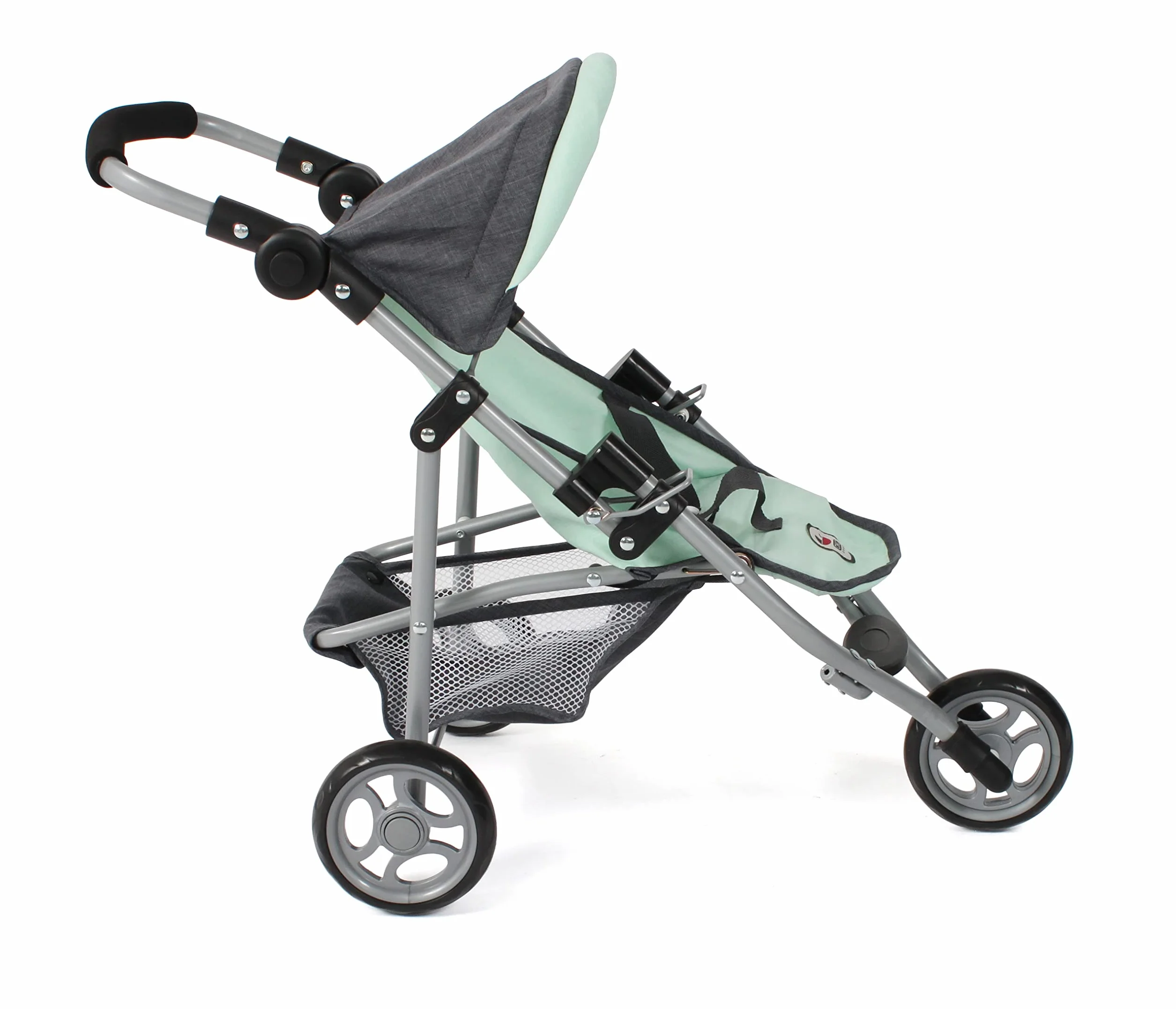 Bayer Chic 2000 Cochecito de muñecas Lola Joggy Carrito Melange Antracita Menta 70 x 33 x 62 cm
