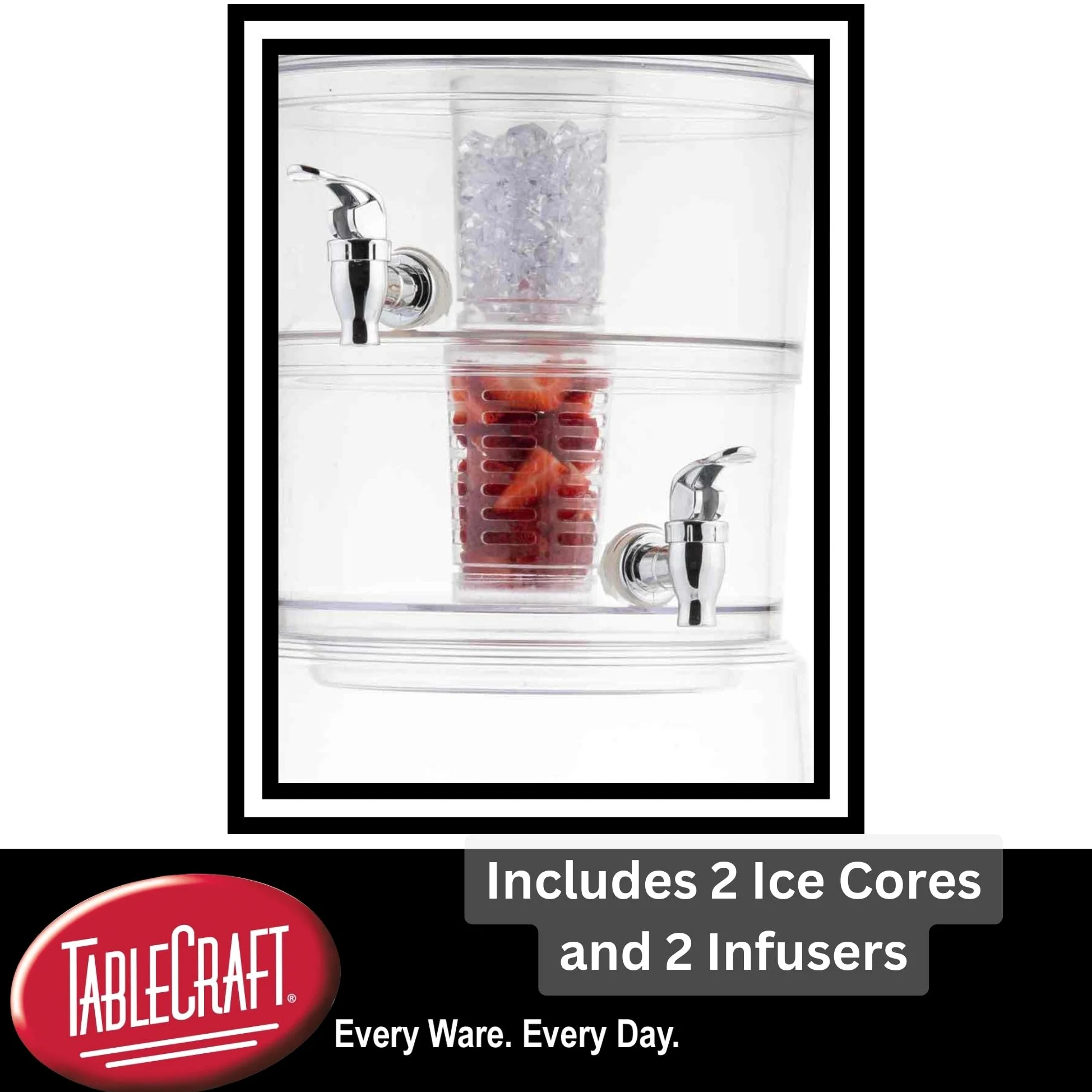 Tablecraft 10961 Dispensador de Bebidas apilable de Dos Niveles de 2 galón, Acrílica, Transparente
