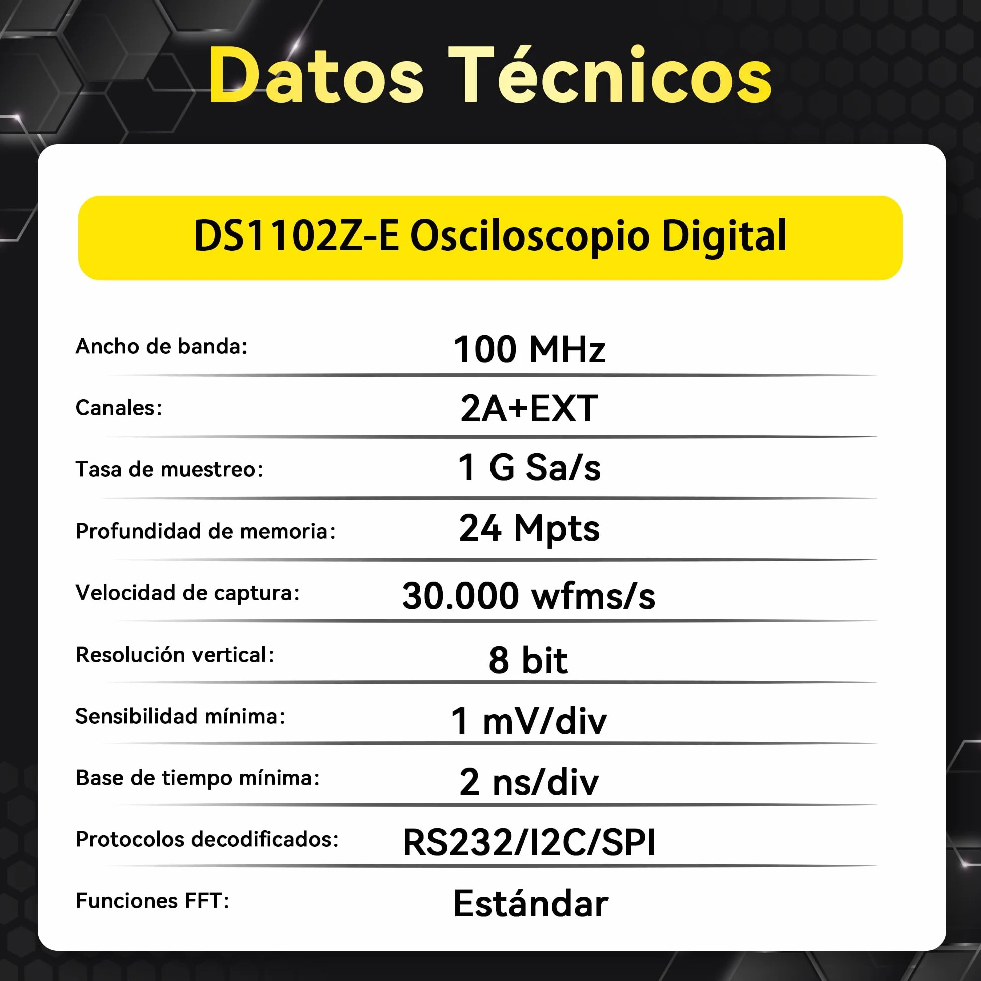 RIGOL Osciloscopio,DS1102Z-E Osciloscopio Digital,100 MHz,2 canales+EXT,pantalla de fósforo HD de 7 pulgadas,Alta relación calidad-precio,ideal para I+D,mantenimiento y enseñanza en laboratorio
