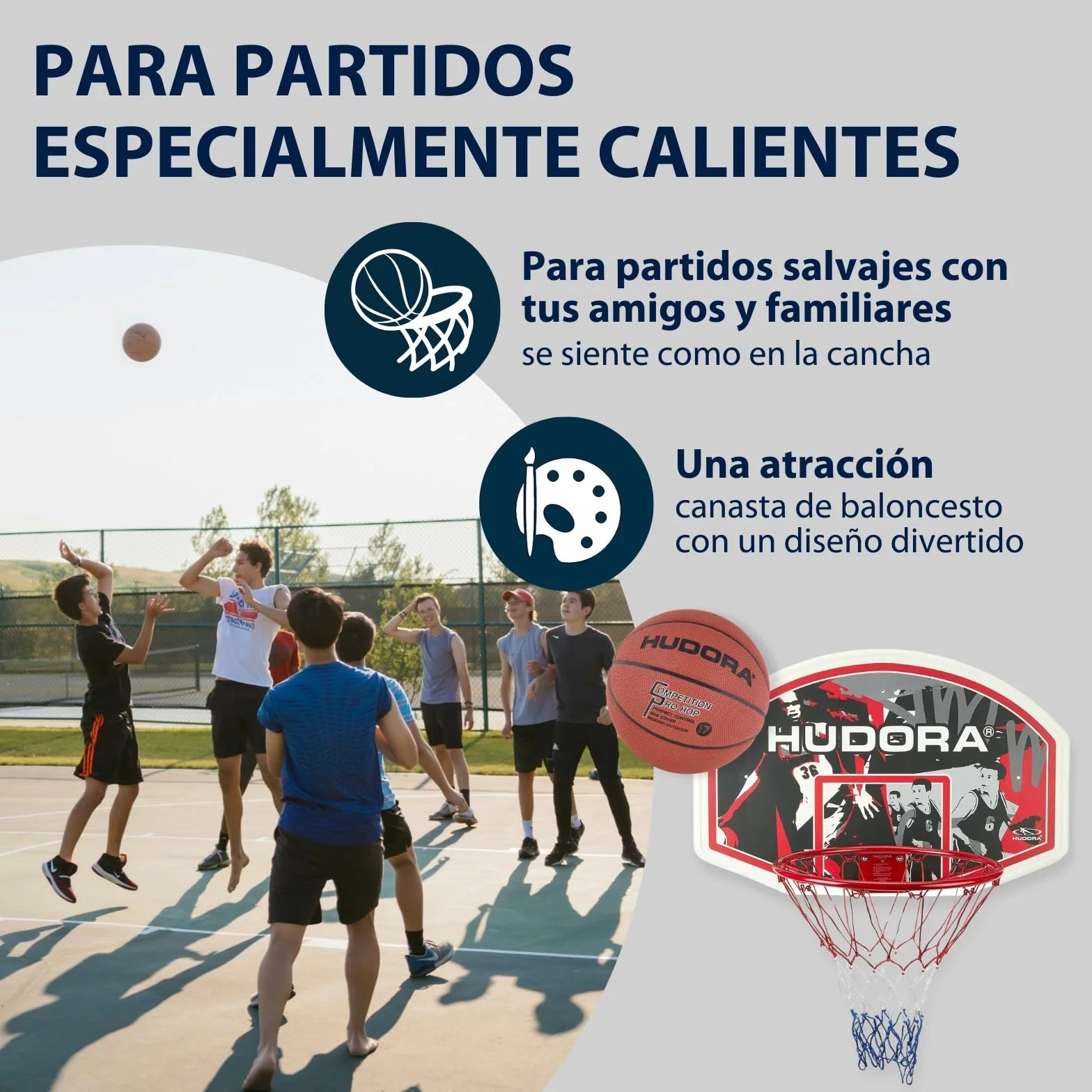 HUDORA Juego de canasta de baloncesto interior exterior con tabla y material de fijación