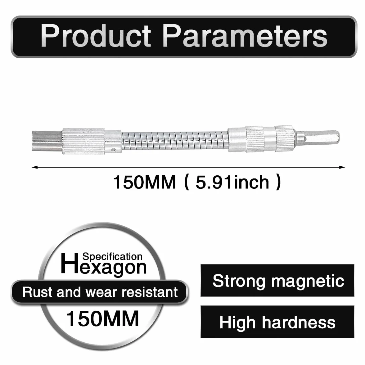 Barras de Extensión Flexibles 150mm 6.35mm Mango Hexagonal Aleación de Acero Destornillador Magnético Multiusos