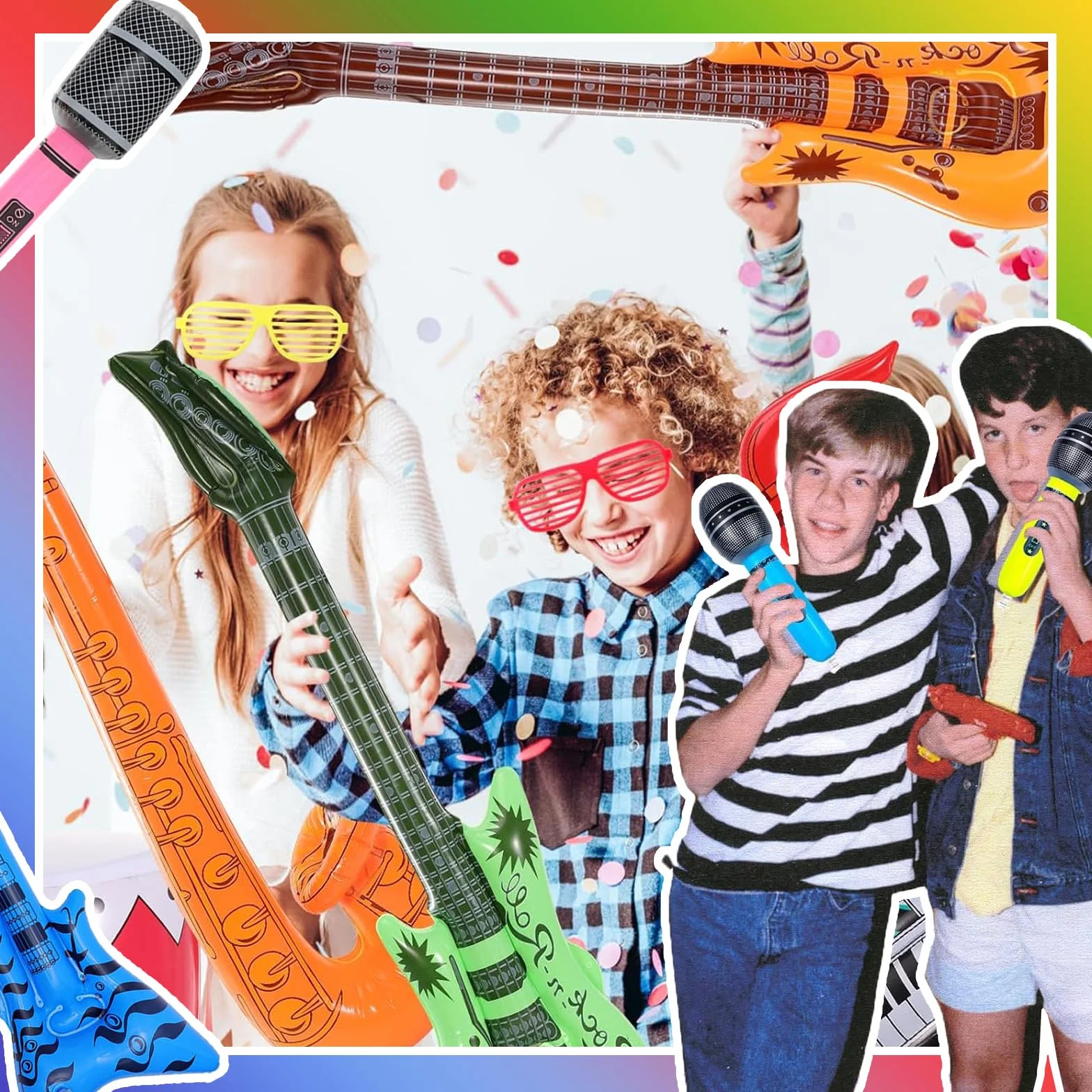 Fotobox Accessoires 9 Stück aufblasbares 90 cm Luftgitarren für Mottoparty Geburtstagsfeiern