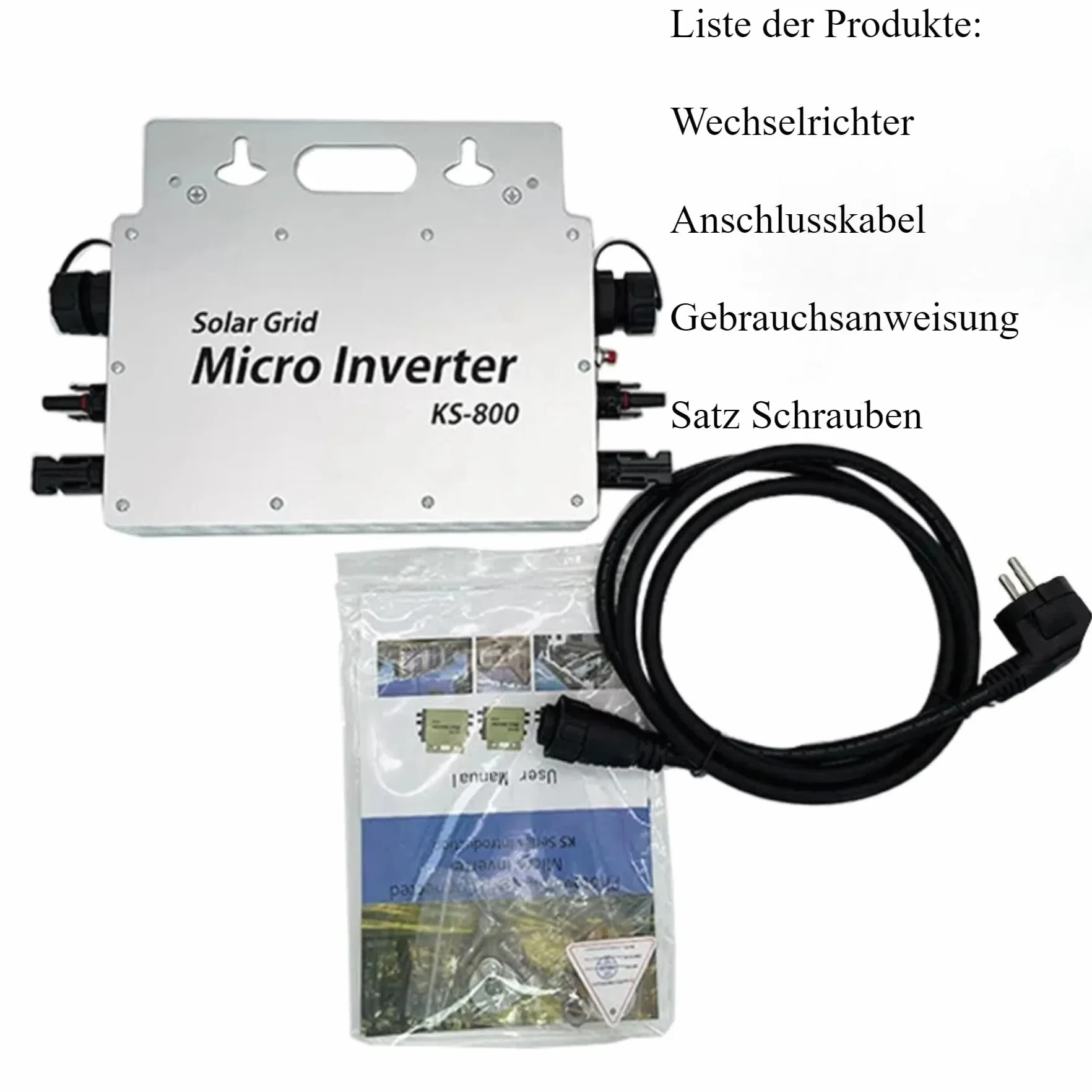 Micro inversor 800W con Pantalla de monitorización de Datos AC IP67 con WLAN App para 2 módulos solares para Balcony Power Station, Inversor Balcony Power Station 190-270V AC