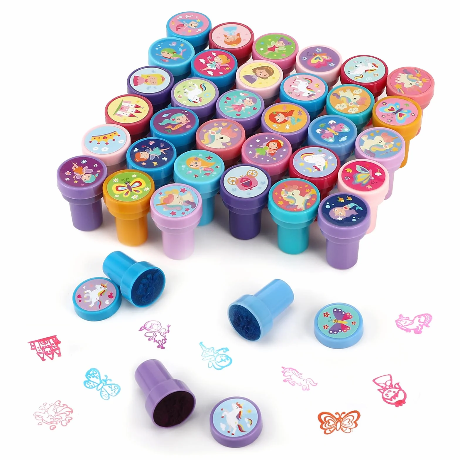 Auauraintt 36 Piezas Sellos Autoentintables para Niños, Juego Multicolor, Premios Escolares, Regalos de Fiestas