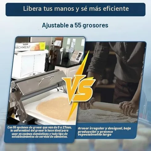 Laminadora de masa - Grosor ajustable 0,5-25 mm, plegable, para pizza, croissant, pasta, fondant, uso comercial, 30/40 cm