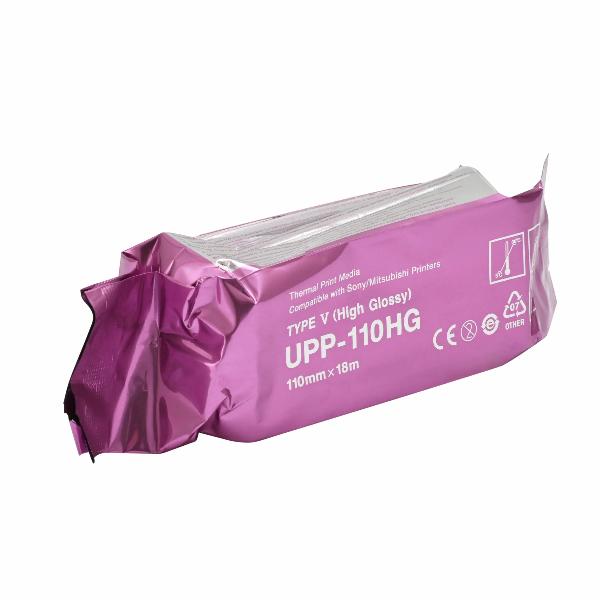 UPP-110HG,Papel ultrasonido compatible, medios de impresión térmica para impresora en blanco y negro (110 mmx18 m), reemplazo para película de ultrasonido(10 rollos)