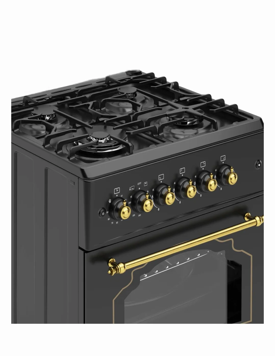 ALPHA Cocina de Gas VULCANO GOLD-60 Rustica Oro, Encendido automático, Wok