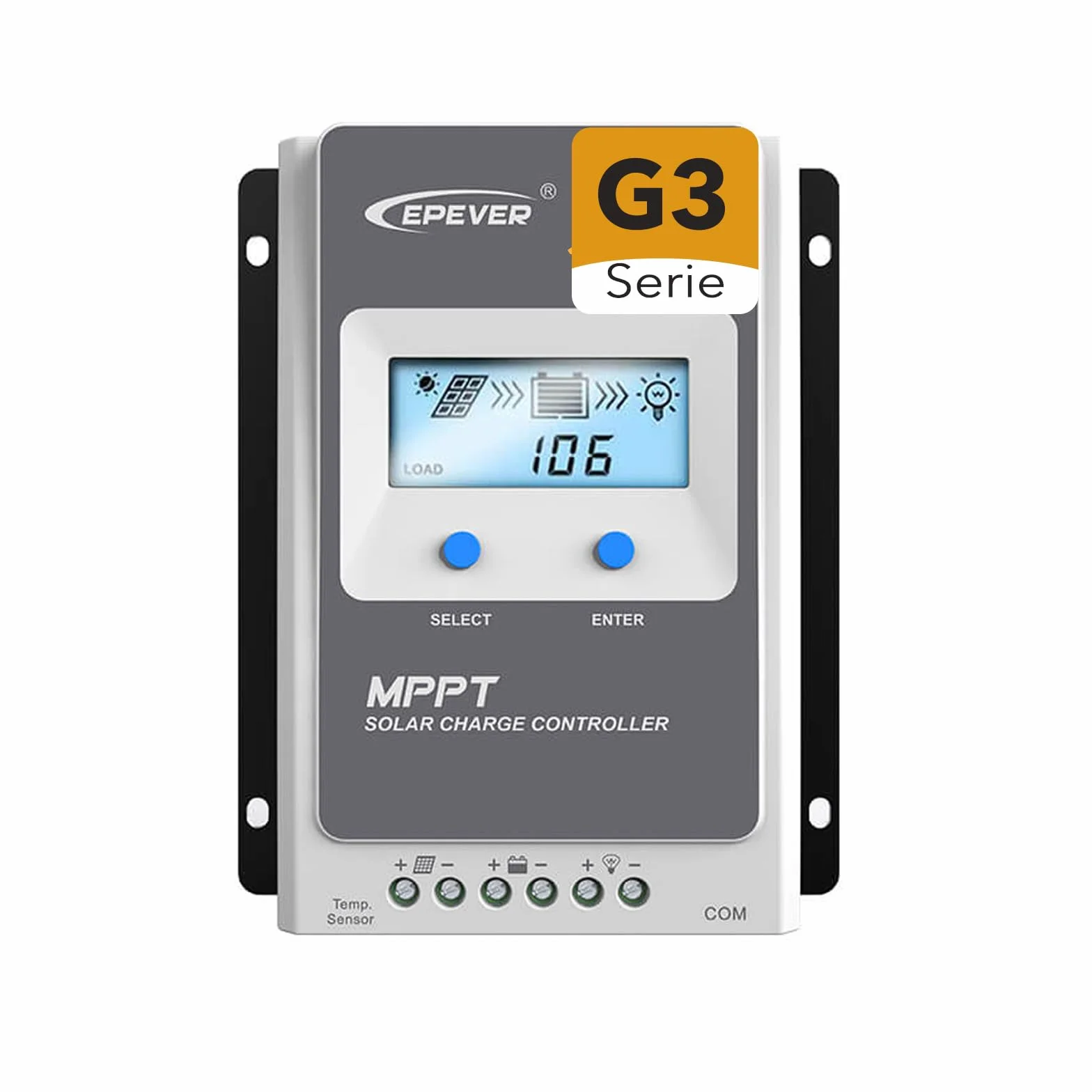 EPEVER® MPPT Tracer-AN G3 – Tracer3210AN G3 Regulador de Carga Solar, 30A, 12/24VDC auto work, PV 100V, Pantalla LCD, Puesta a tierra negativa común