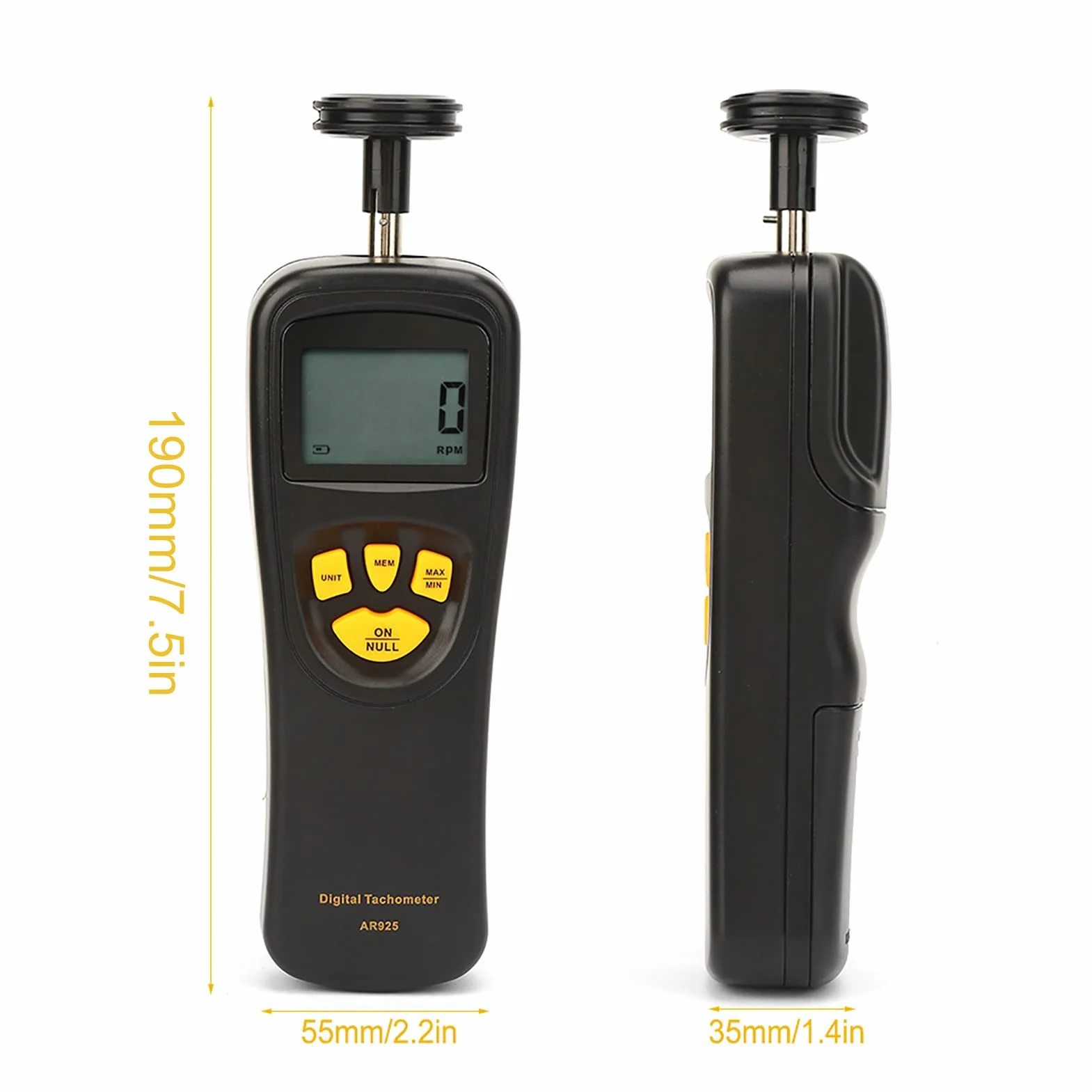 Tacómetro Digital de Contacto Smart Sensor 0.5~19999RPM con Pantalla LCD Retroiluminada