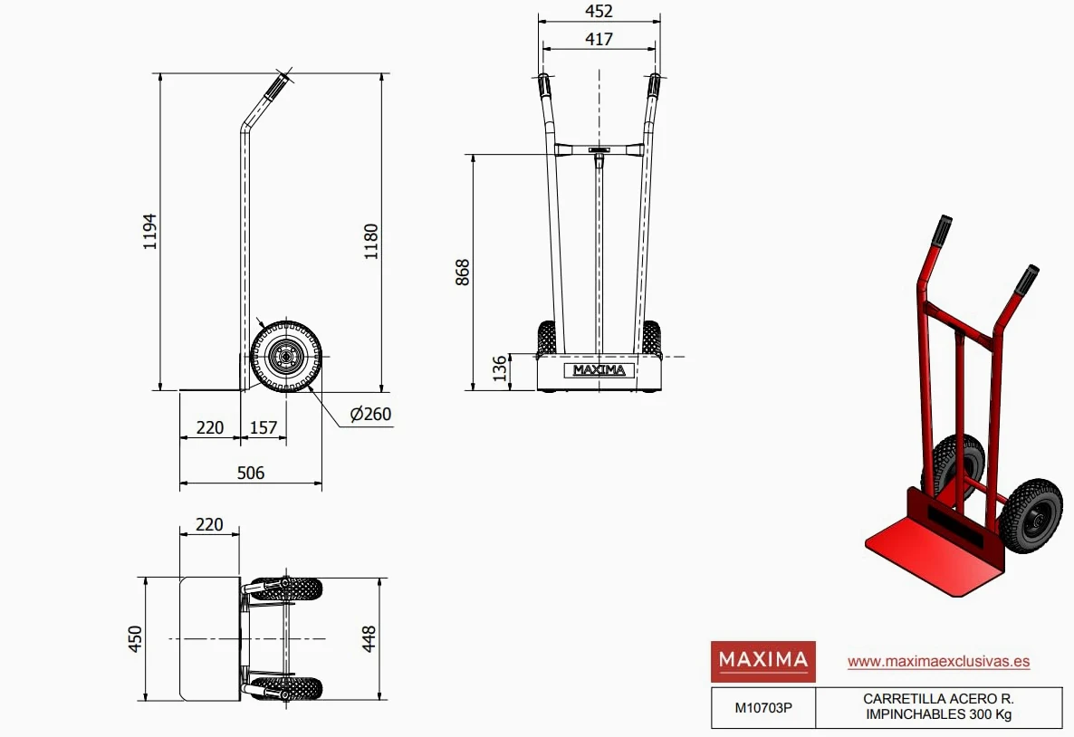Carretilla DE Acero Ruedas IMPINCHABLES M10703