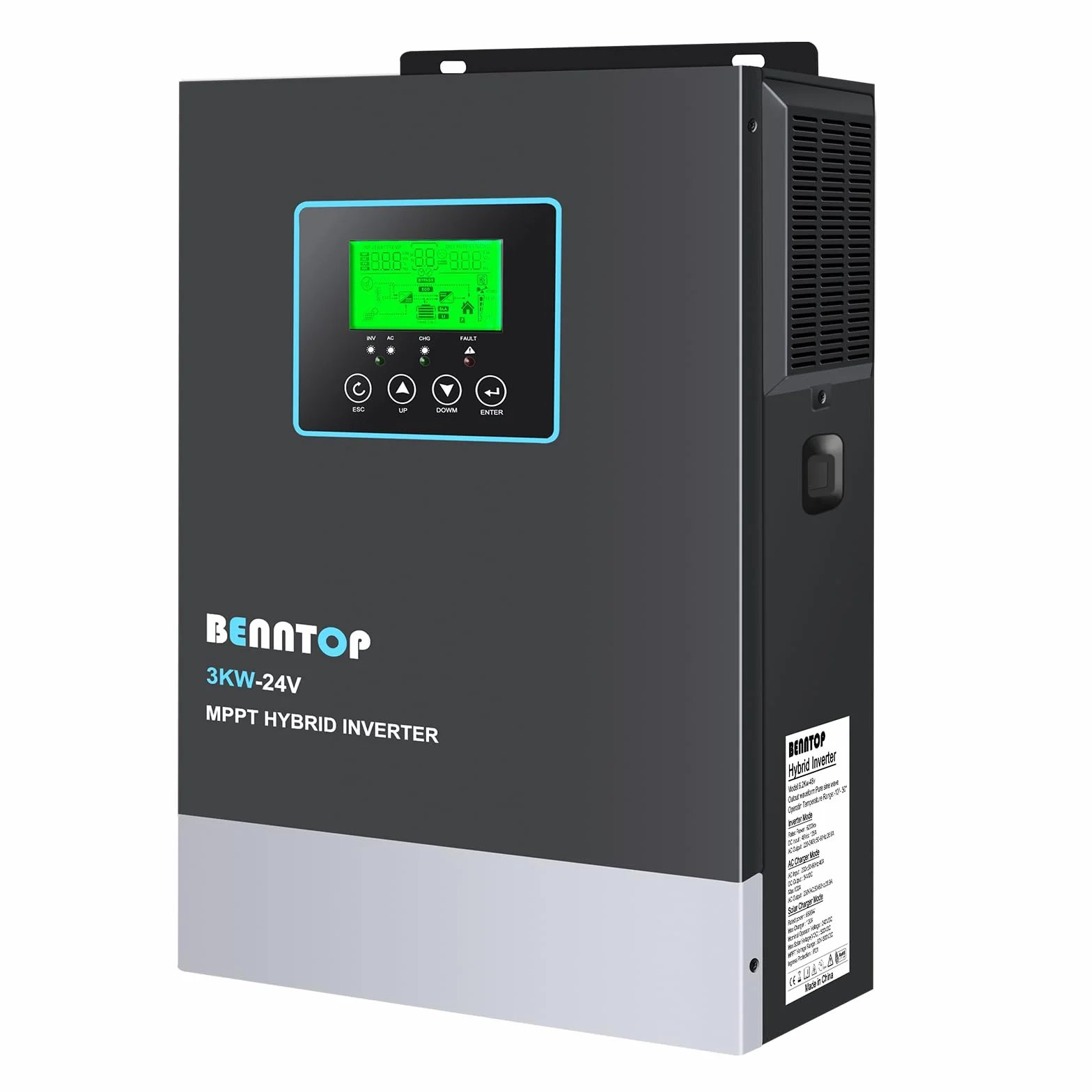3000W Inversor híbrido 24V a 230v 220v Onda Pura Off-Grid Solar Inversor, con Controlador de Carga Solar MPPT de 80A Incorporado, MAX.PV 400Vdc,admite baterías de Plomo-ácido y Litio