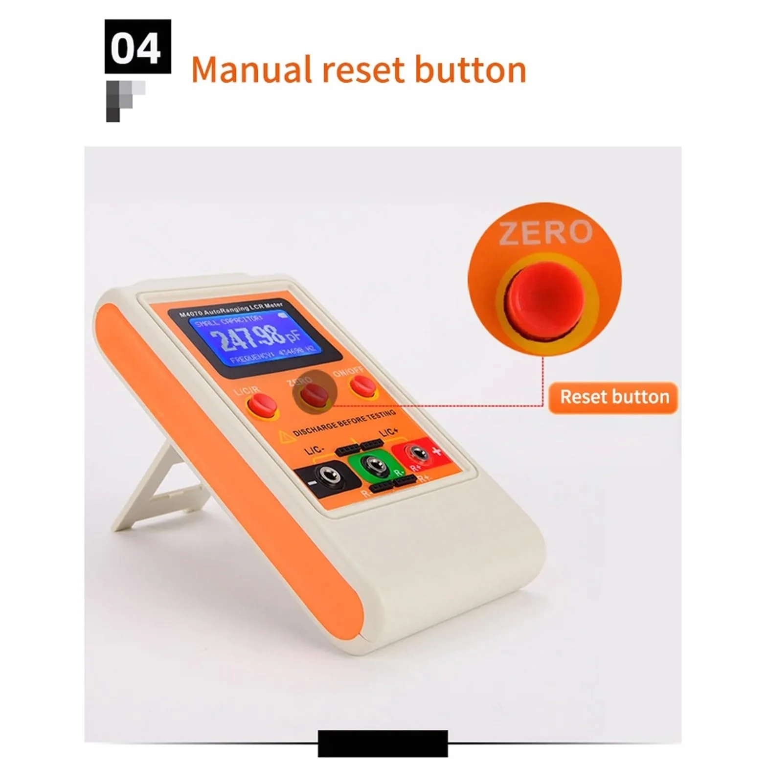 Medidor de puente LCR de rango automático, LCD, recargable, medidor de capacitancia e inductancia digital, rango amplio, 100 h, 100 mF, 20 MR, recargable, M4070,Pruebas confiables