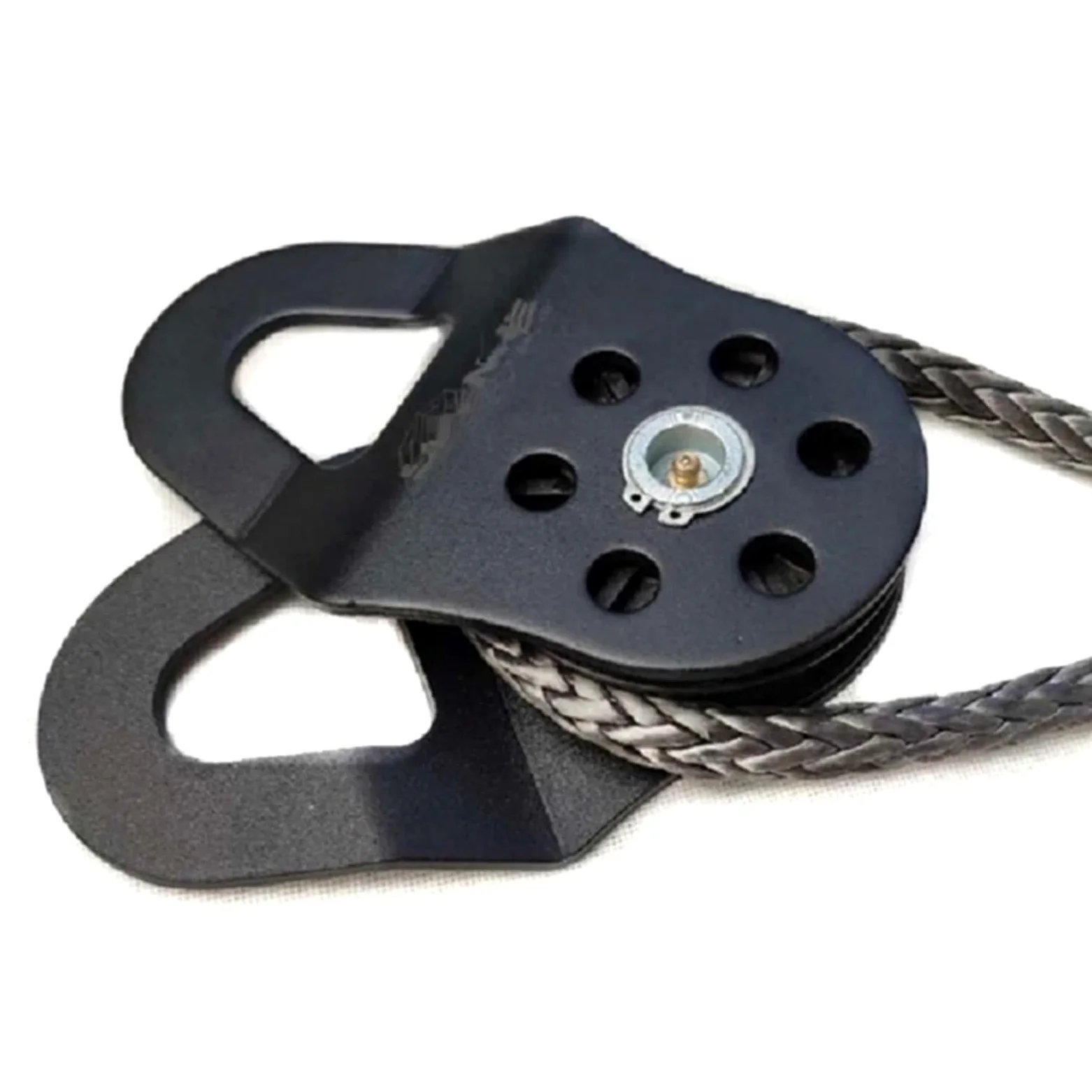 Polea Bloque de poleas de arranque de 10 toneladas para trabajo pesado para cuerda sintética Cabrestantes con fuerza de rotura Bloque de Polea Doble(Black)