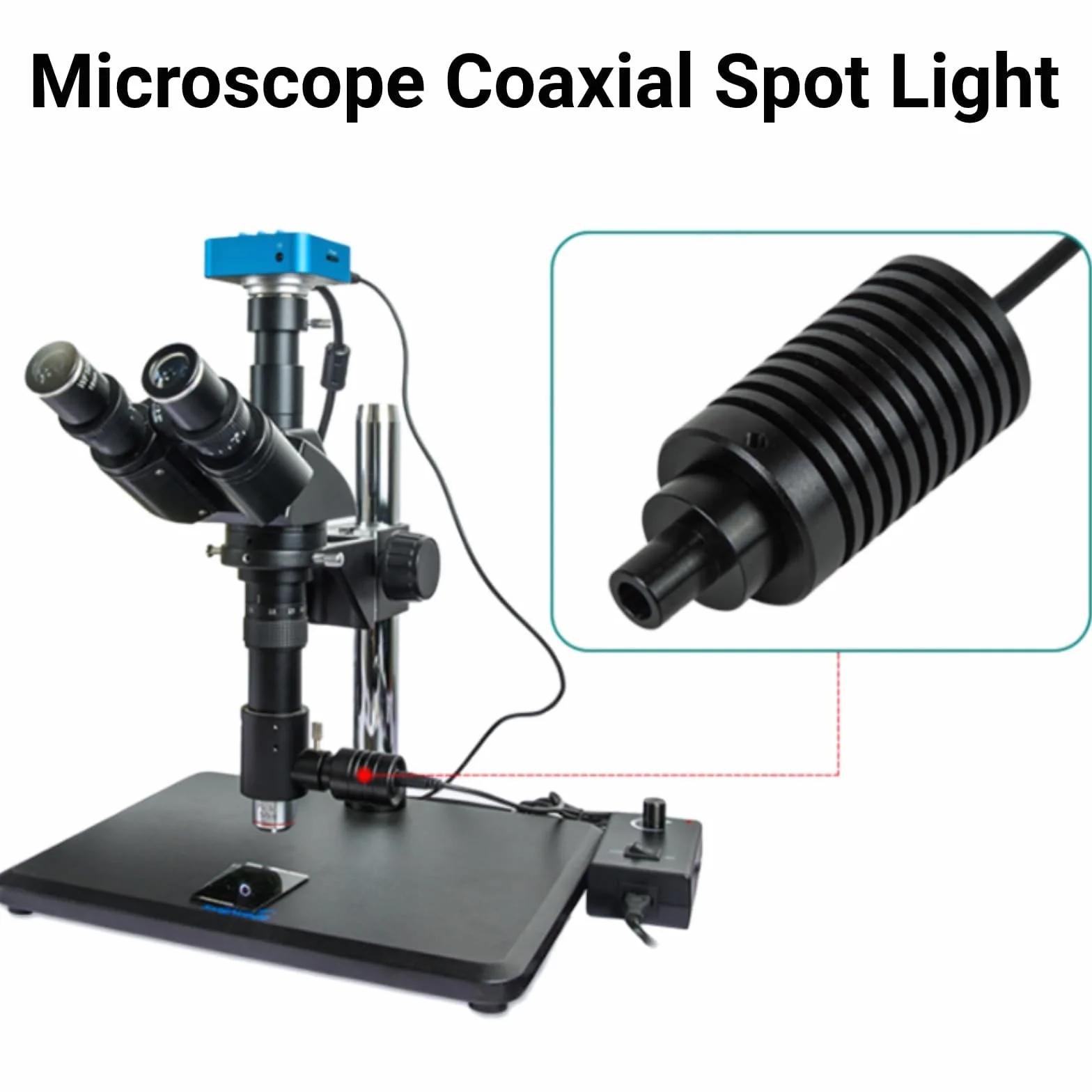 Microscopio Luz Coaxial Tipo Dividido Foco LED Brillo Ajustable Microscopio Iluminador Luz con Buena Disipación de Calor AC100V‑240V(Enchufe europeo de Φ11 mm blanco)
