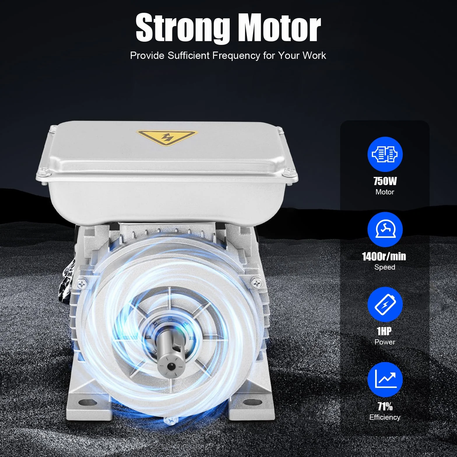 Motor eléctrico 750 W 1 HP – 1 fase, 1400 rpm, eje de 19 mm, clase de protección IP55, motor de corriente alterna para hormigonera, compresores, bombas