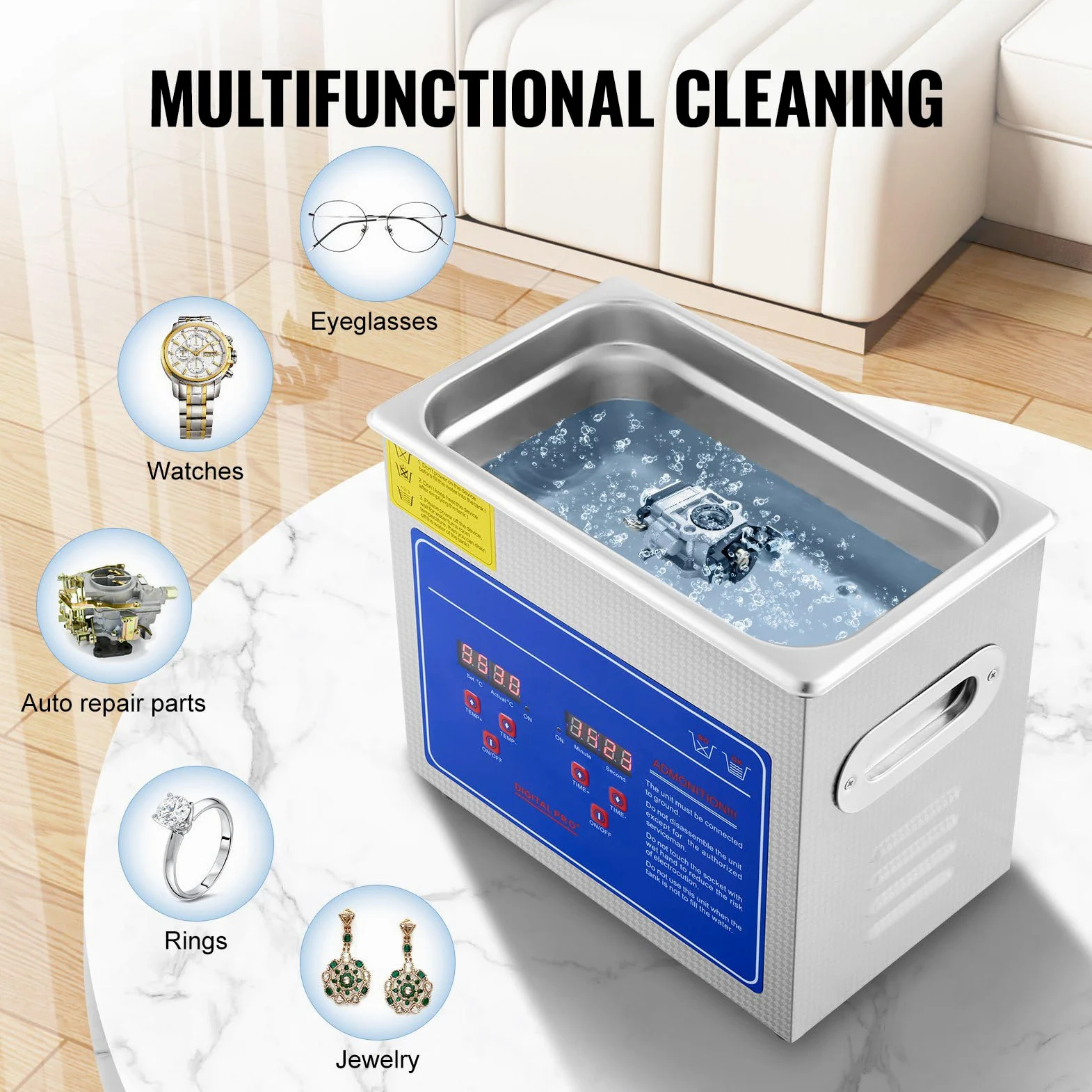 Limpiador UltrasóNico Profesional De 3L De 120 W Con Temporizador Digital Y CalefaccióN De Acero Inoxidable Para Joyas, Gafas Dentadas Herramientas Tarjetas De Circuito, Piezas De Repuesto Personal