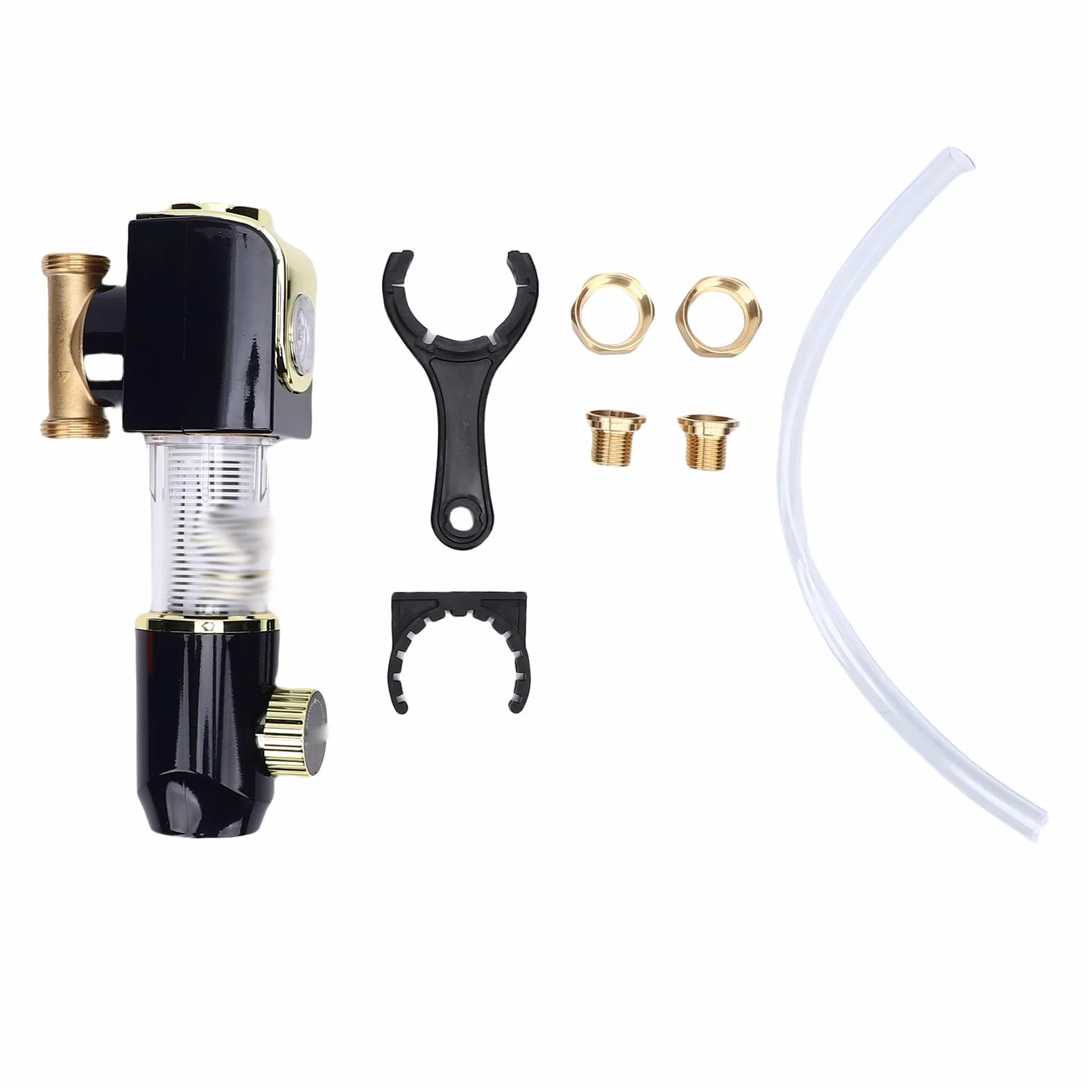 Generic 【título】 de Prefiltración de Agua con Filtro de Sedimentos Prefiltro de 1/2 Pulgada con Manómetro Lavado Automático de 40 μm