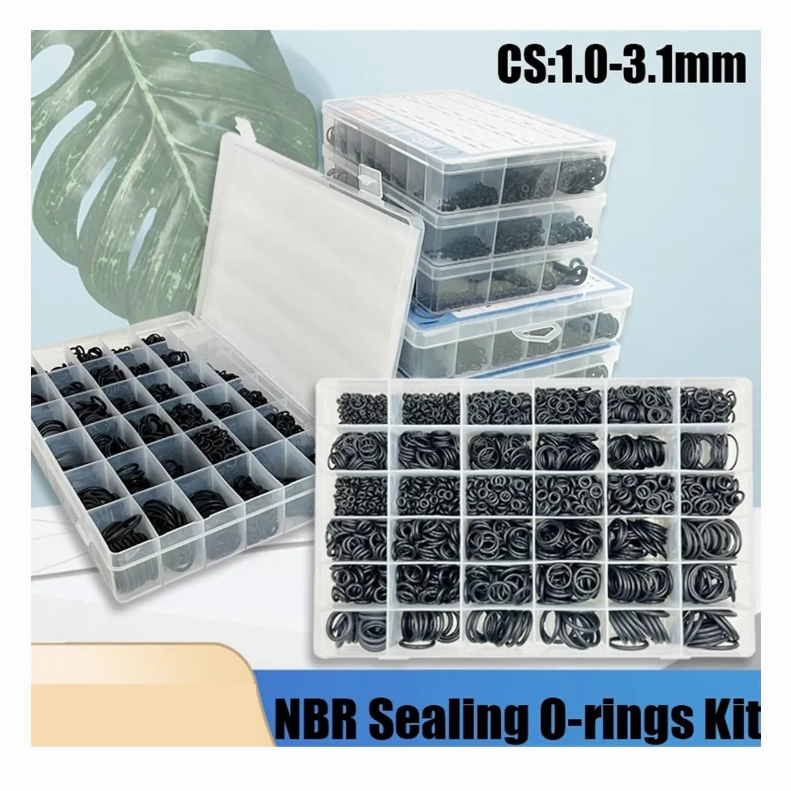 Junta tórica de nitrilo negro, arandela de goma, junta tórica NBR, junta de sellado, grifo de plomería for automóvil, reparación de agua, aceite resistente(2840pcs 1set)