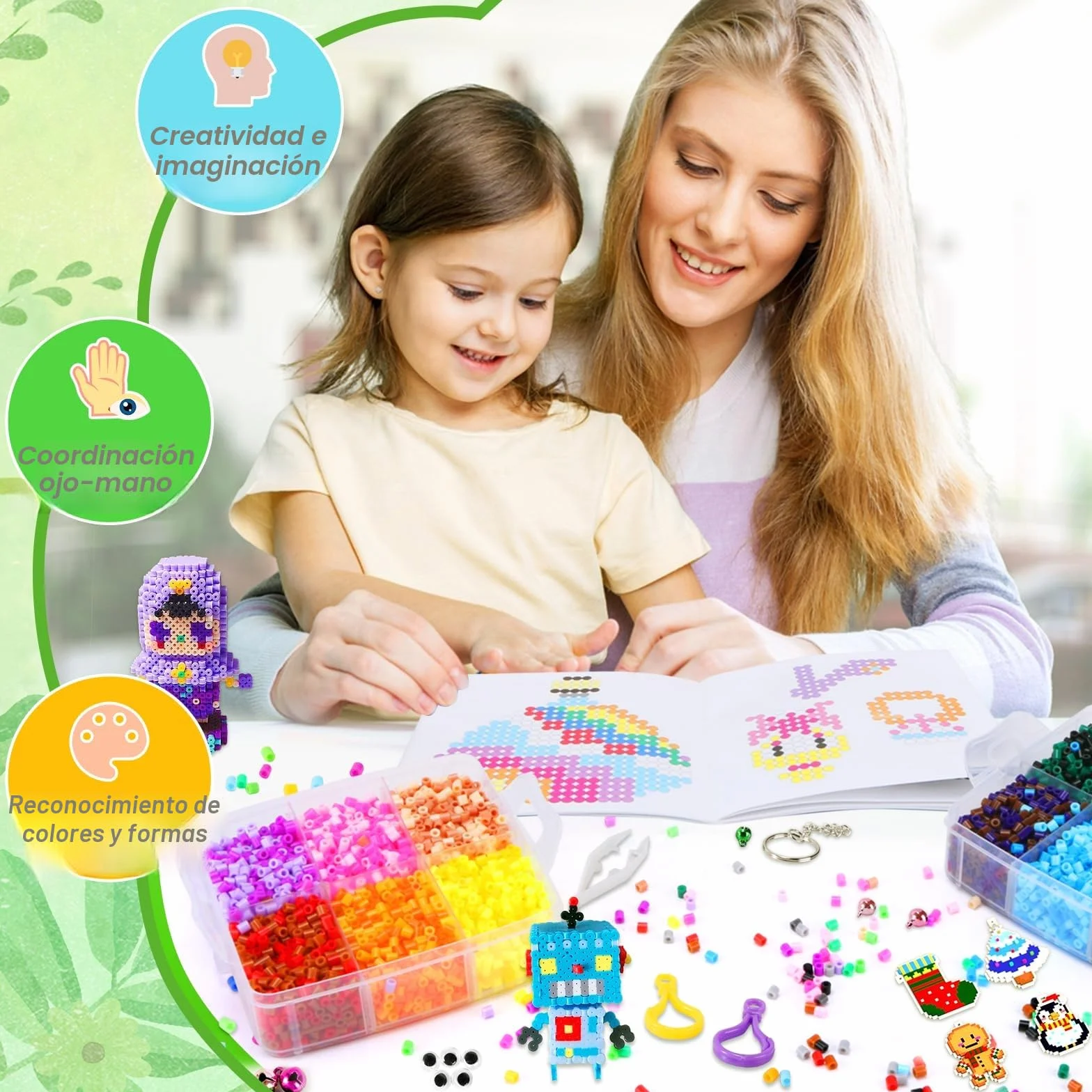 Mardo Hama Beads 11500 Piezas 60 Modelos 24 Colores Cuentas para Planchar DIY Joyas Manualidades 3D