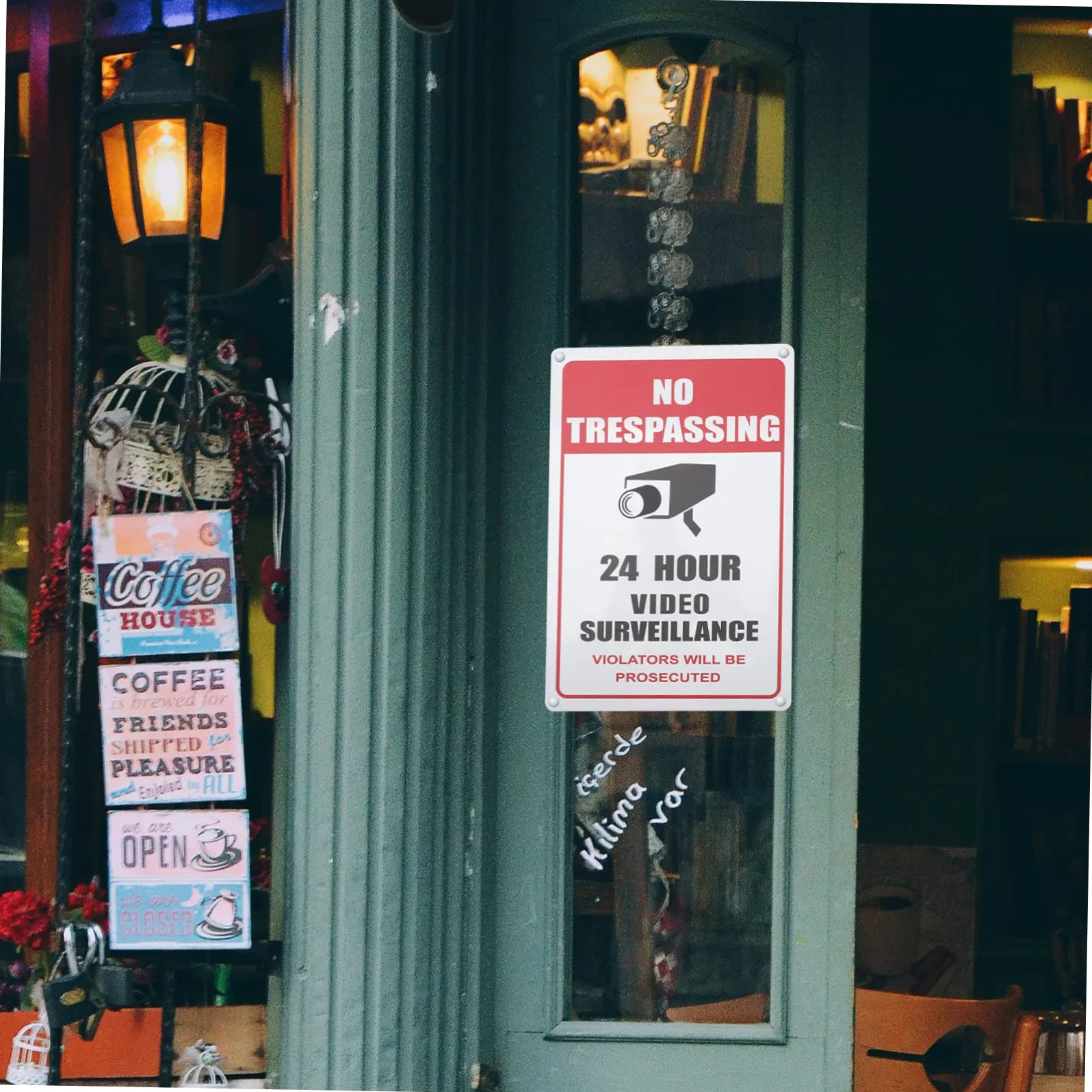PRETYZOOM 10 Piezas Cartel Metálico de Videovigilancia Señal de Seguridad Clara y Resistente Placa de Advertencia para Tienda Exterior Interior Resistente la Oxidación y Fácil de Instalar