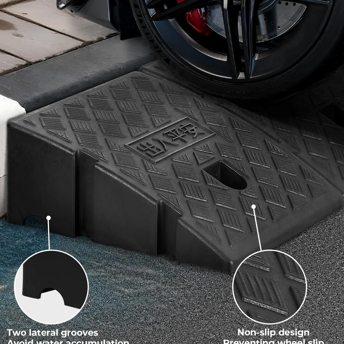 Storystore Rampa para bordillos, 2 unidades, portátil, para silla de ruedas, para bordillos, motos, autocaravanas y coches (25 x 27 x 7 cm)