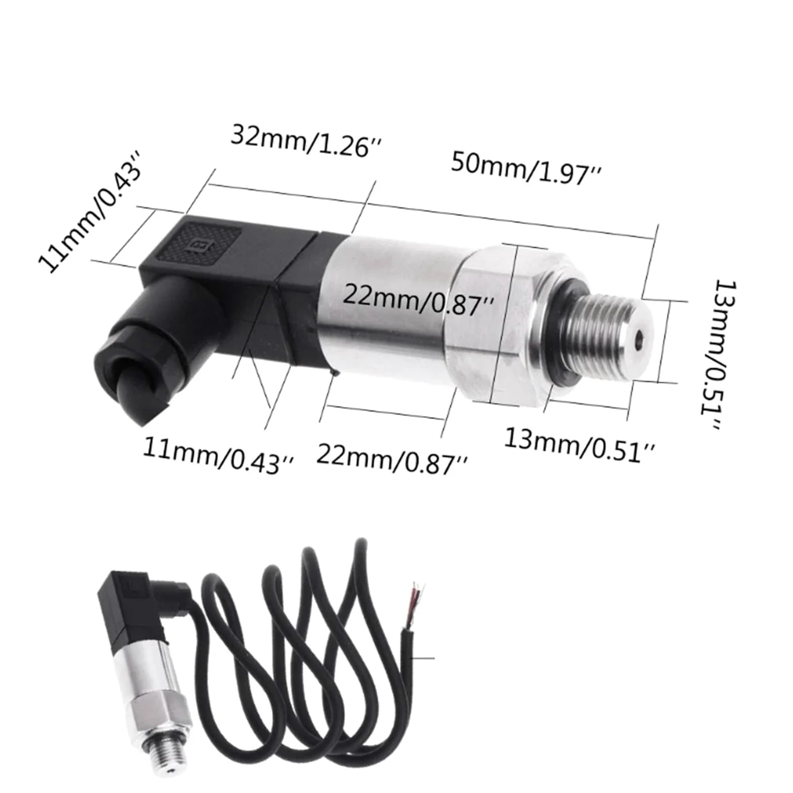 Transmisor de presión, sensor transductor G1/4 4-20 mA Alta precisión(0-16MPa)