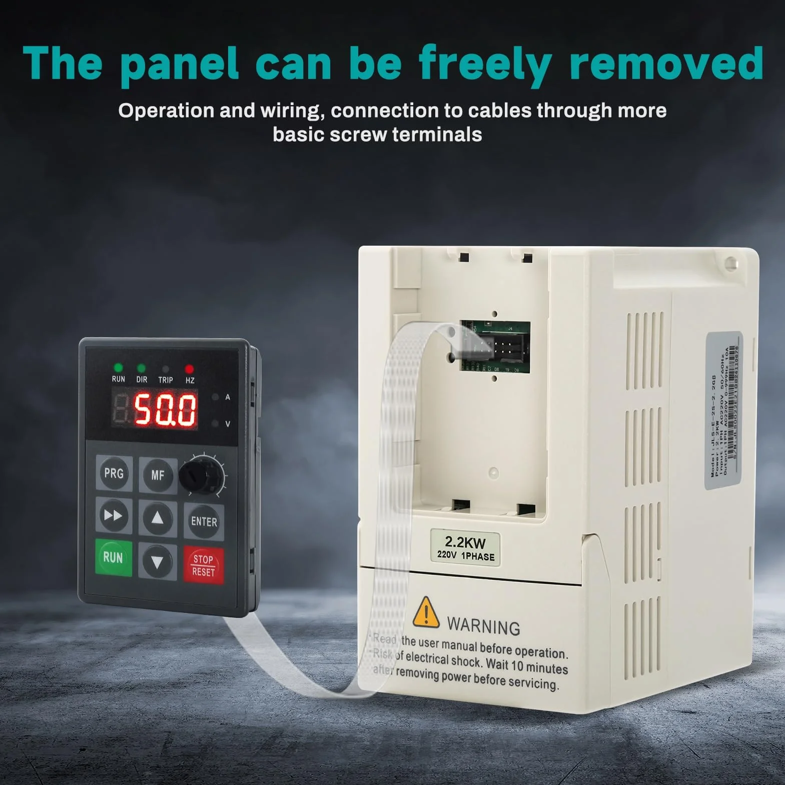 DEWIN Variador de Frecuencia Monofasico,2.2kW 220V Entrada y Salida Monofásica,Variador de Frecuancia Regulador de Velocidad Motor 220V(Modelo de fábrica:JLS-E-2S-2.2GB)