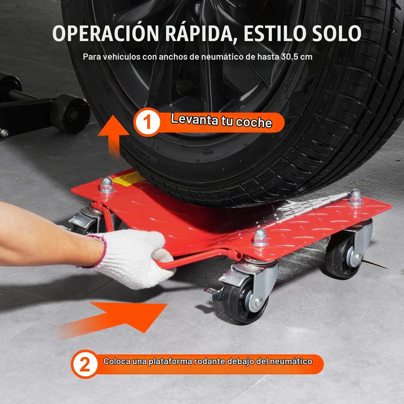 VEVOR Plataforma Rodante para Ruedas 4 Piezas Carretilla con Ruedas Capacidad Total de 3,6 T Carro Resistente de Acero para Mover Automóviles, Camiones, Remolques, Motocicletas, Barcos, Rojo